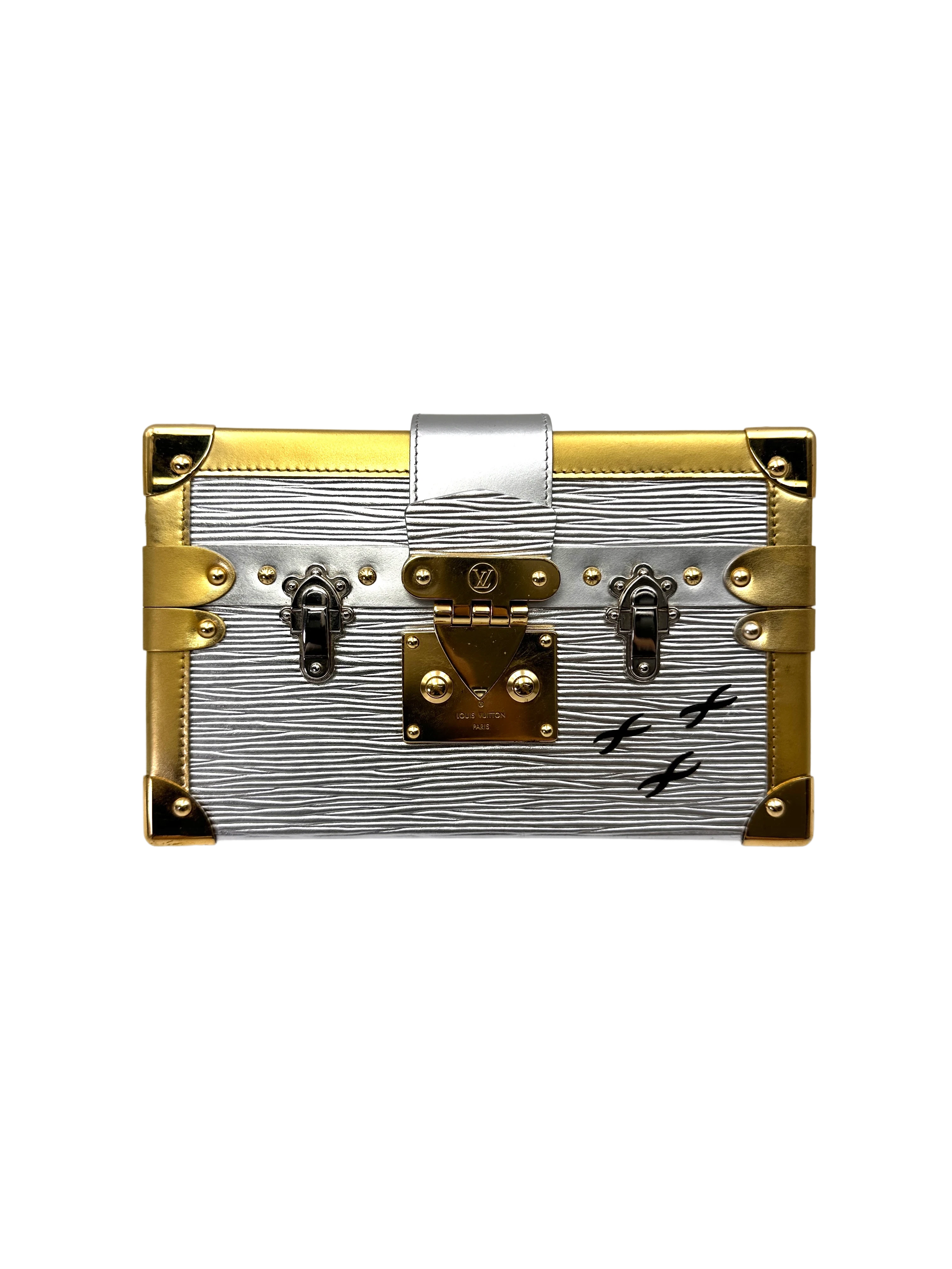 Louis Vuitton Petite Malle Gold/Silver Epi Leather Shoulder Bag LV3009