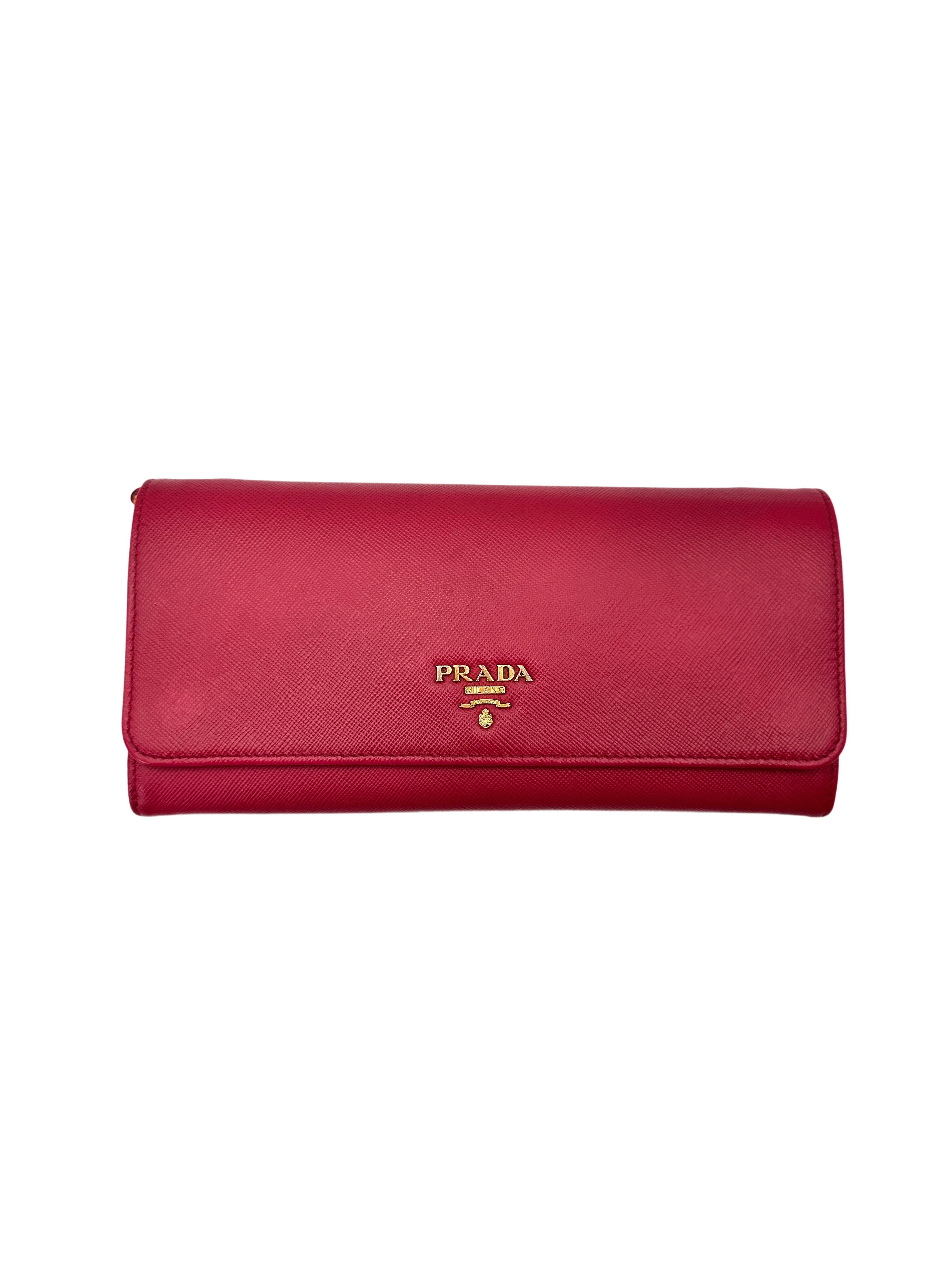 Prada Pink Saffiano Leather Long Wallet PR466