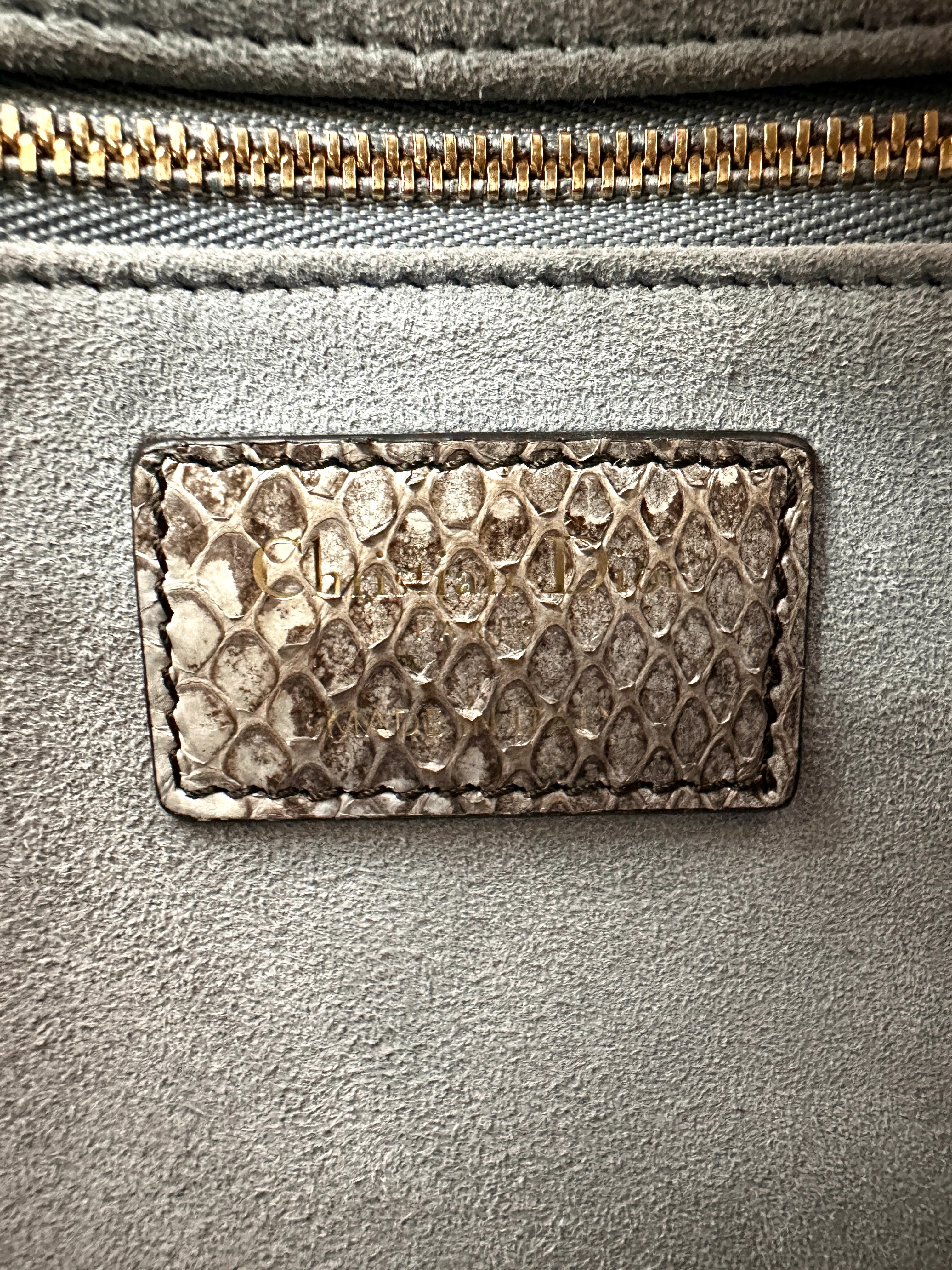 Christian Dior Lady Dior Gold Python Leather Handle Bag With Gold Charms DR797