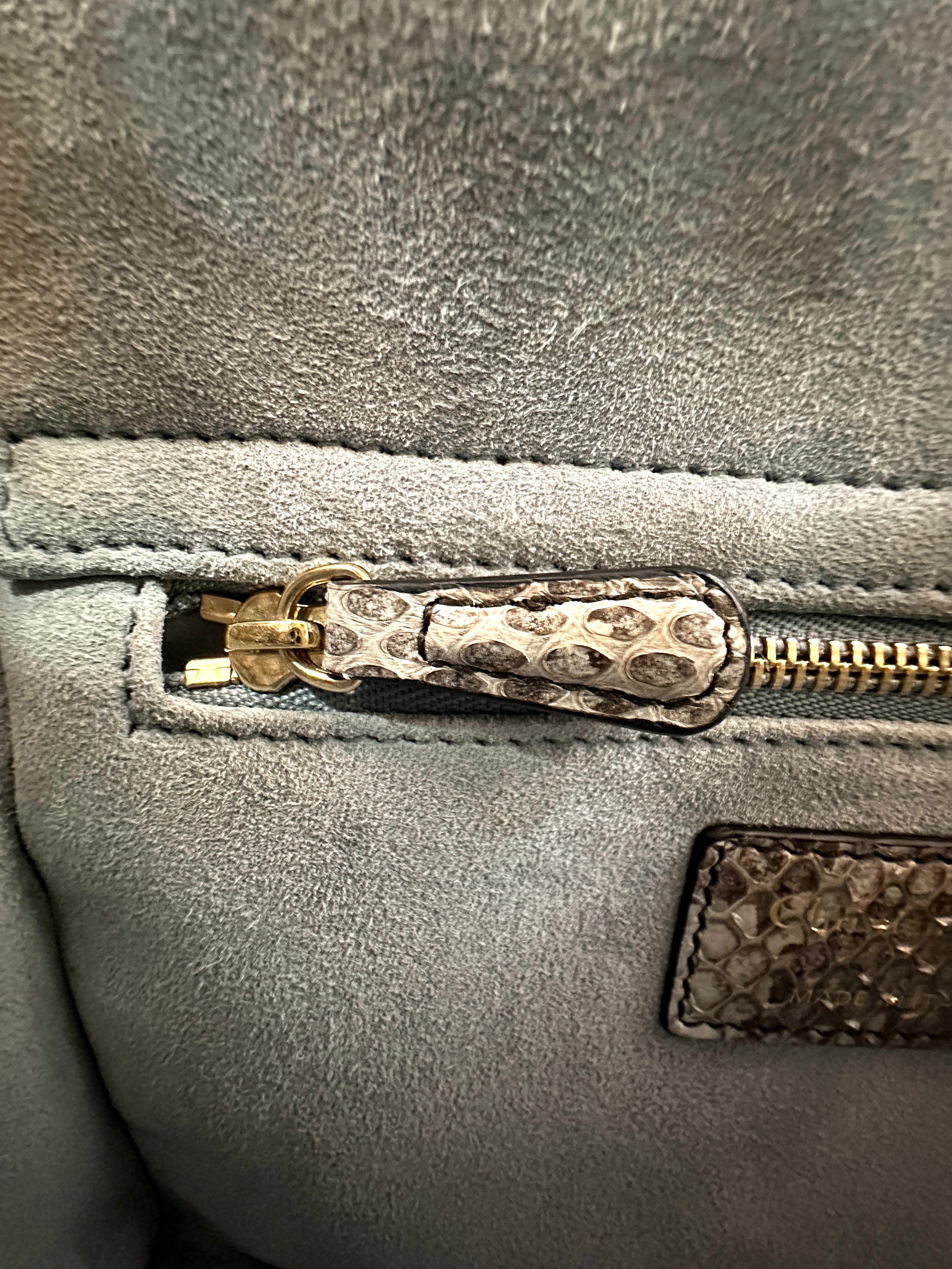 Christian Dior Lady Dior Gold Python Leather Handle Bag With Gold Charms DR797