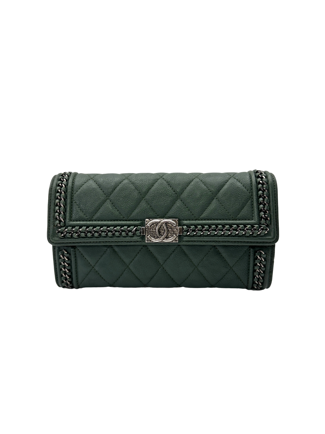 Chanel LeBoy Green Quilted Leather Long Wallet(22***54) CC2149