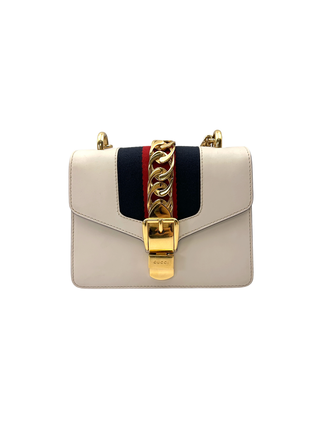 Gucci Sylvie White Leather Small Size Shoulder Bag GG1309