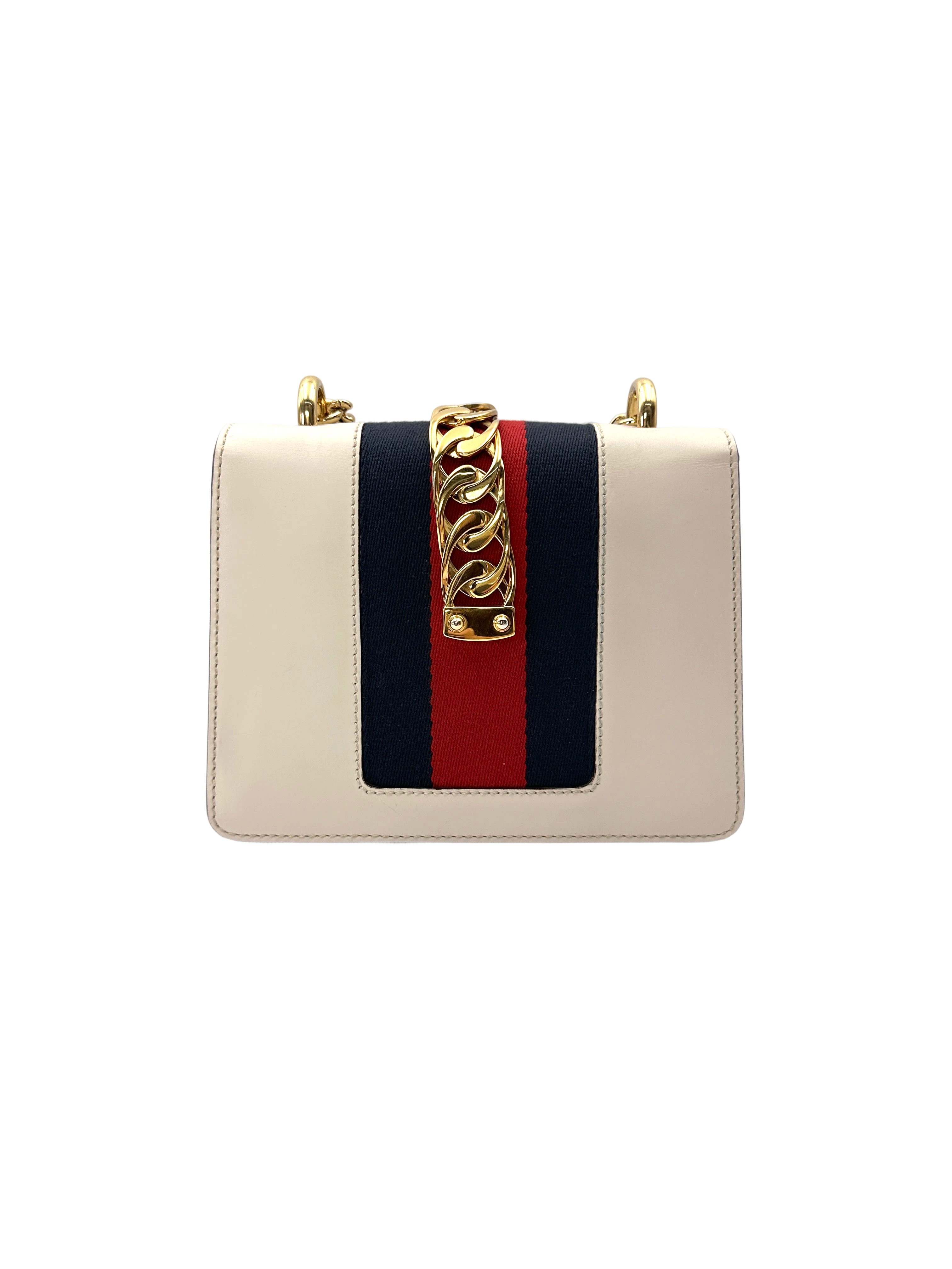 Gucci Sylvie White Leather Small Size Shoulder Bag GG1309