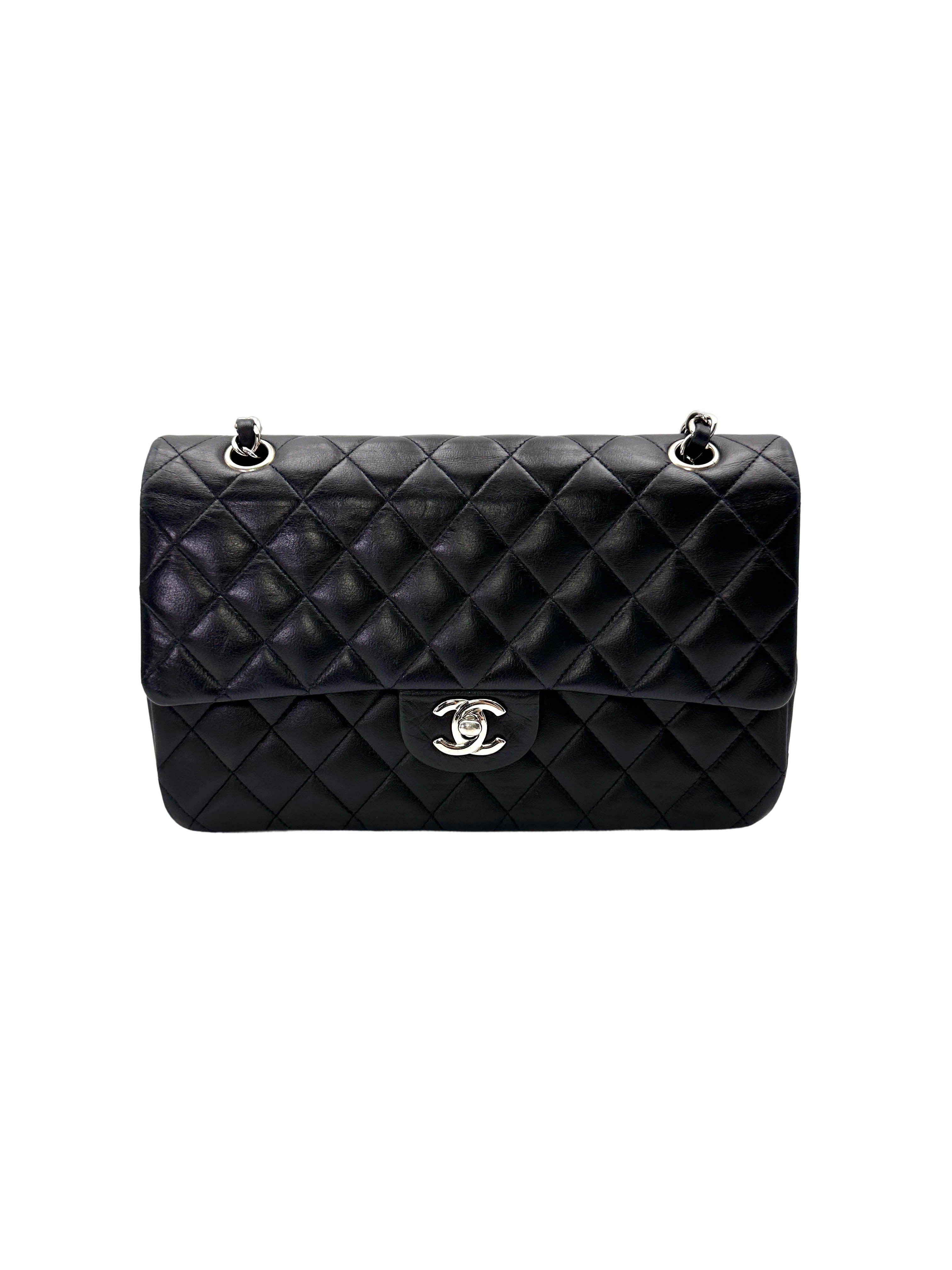 Chanel Classic Flap Navy Quilted Leather Medium Size Shoulder Bag With Silver Buckle(16***85) CC2150