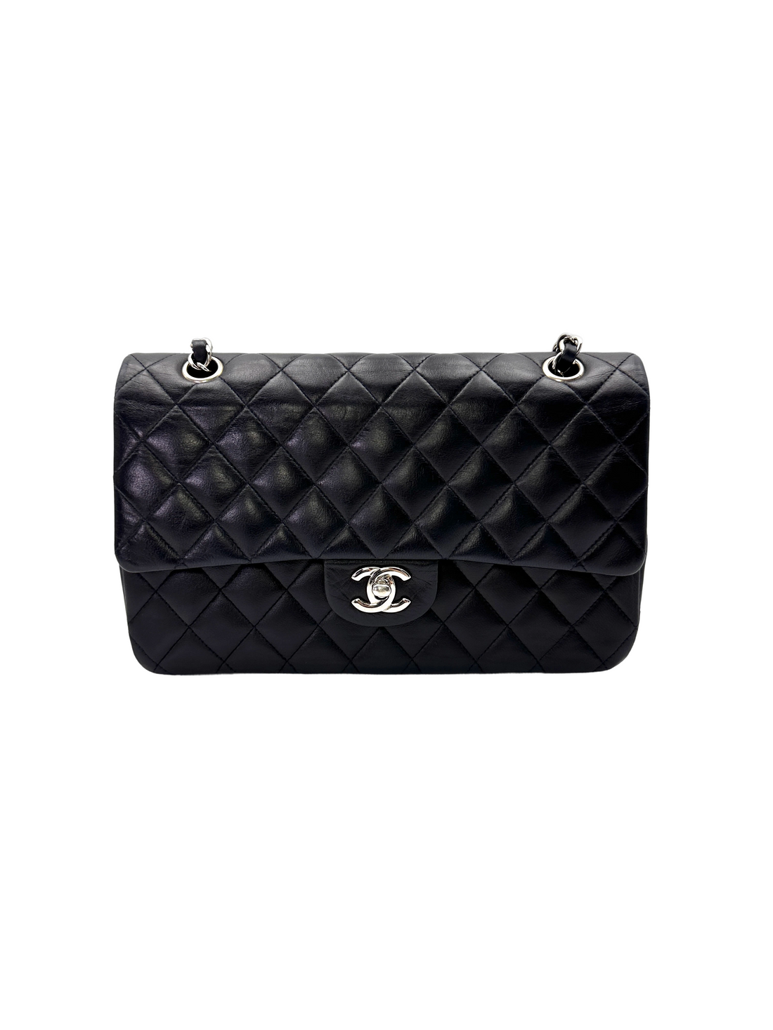 Chanel Classic Flap Navy Quilted Leather Medium Size Shoulder Bag With Silver Buckle(16***85) CC2150