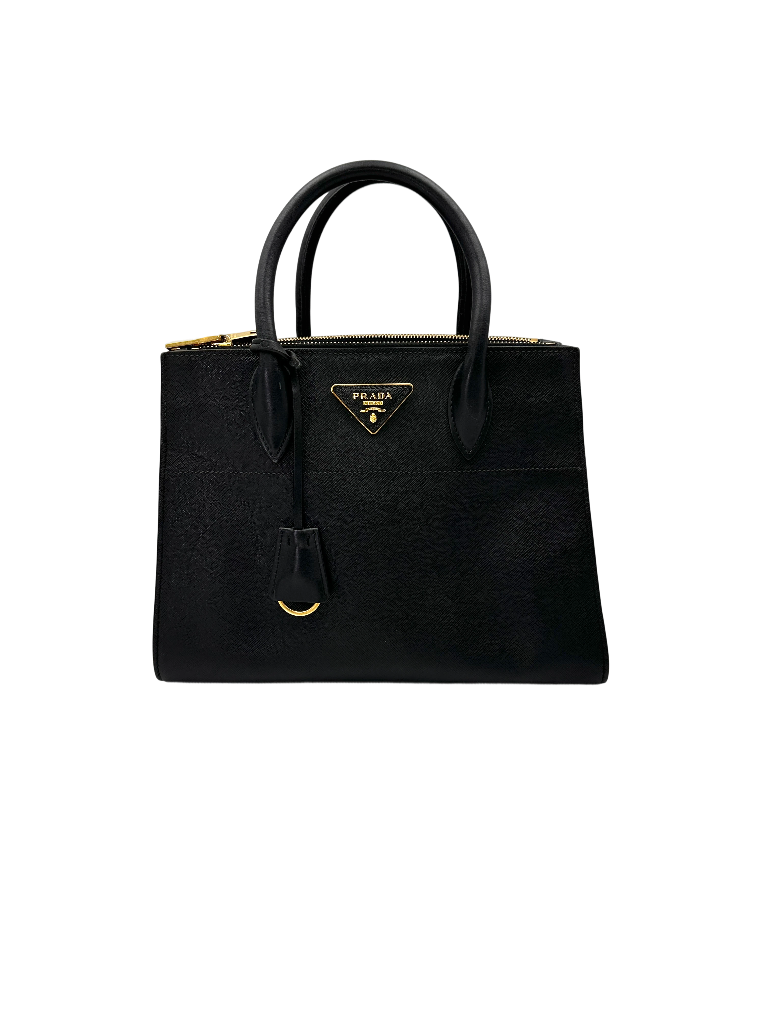 Prada Galleria Black Saffiano Leather Handle Bag PR475