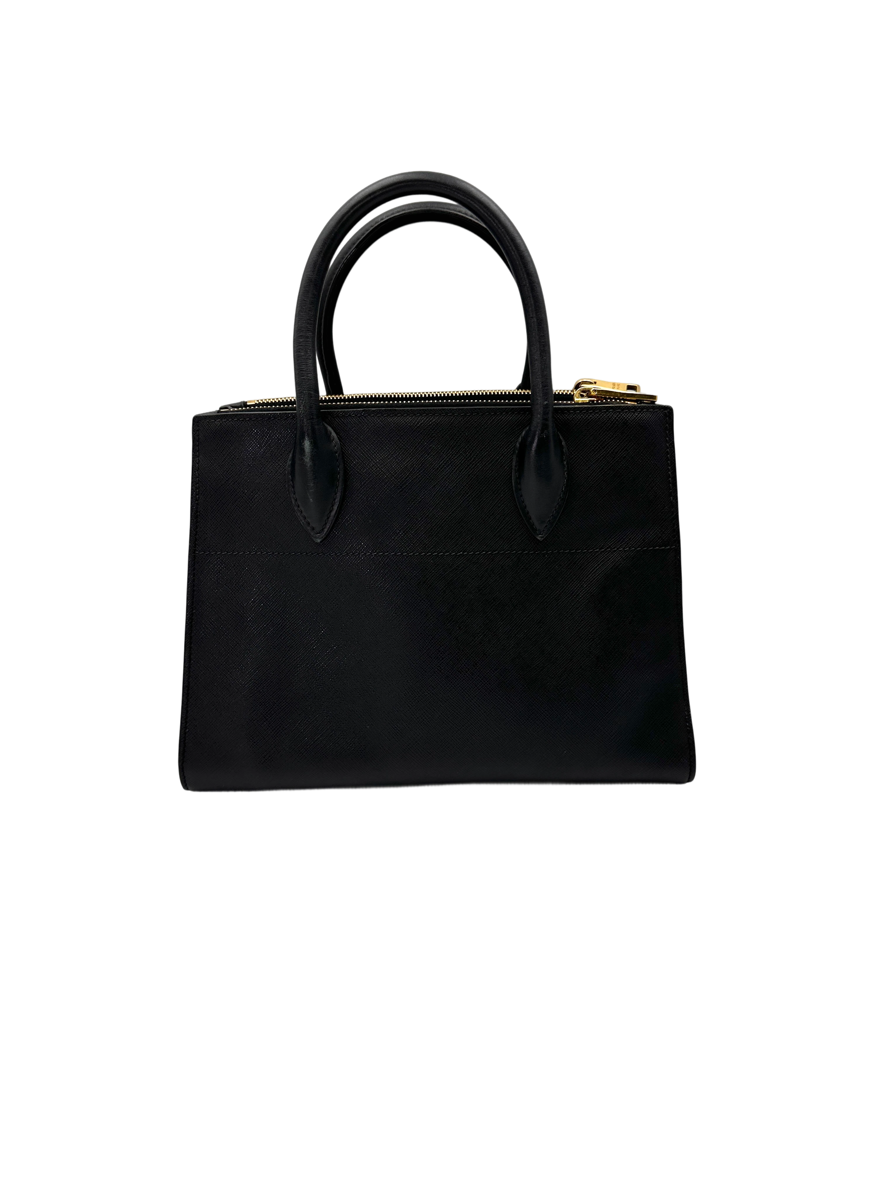 Prada Galleria Black Saffiano Leather Handle Bag PR475