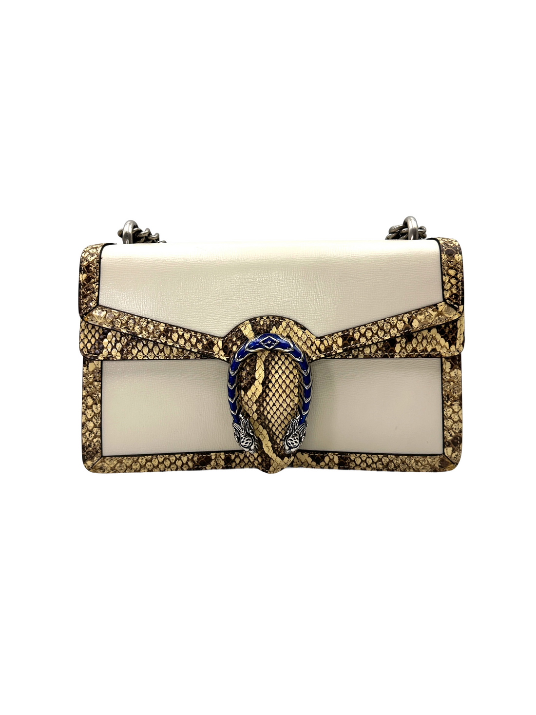 Gucci Dionysus White Leather Shoulder Bag With Python Leather Trim GG1315