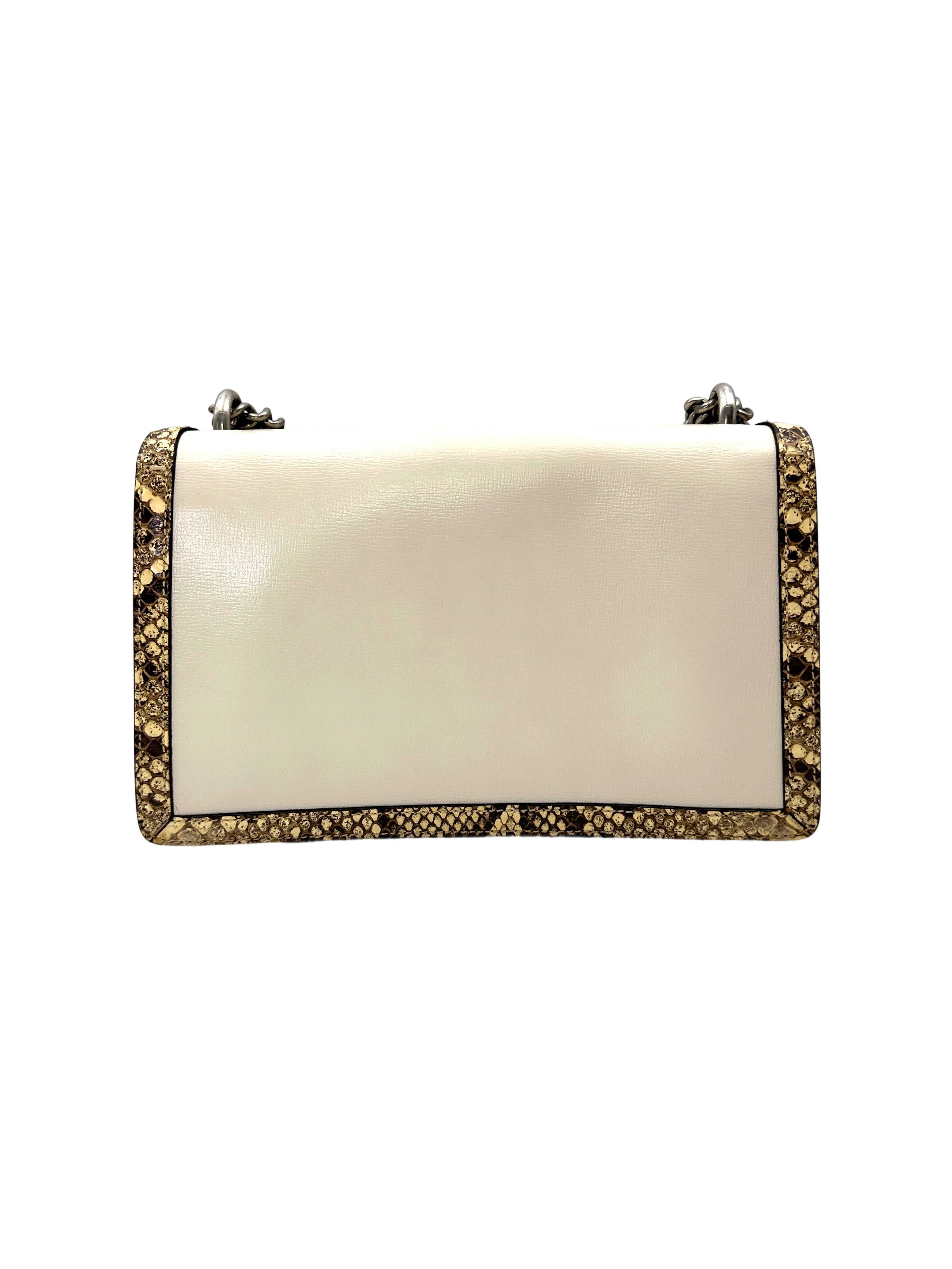 Gucci Dionysus White Leather Shoulder Bag With Python Leather Trim GG1315
