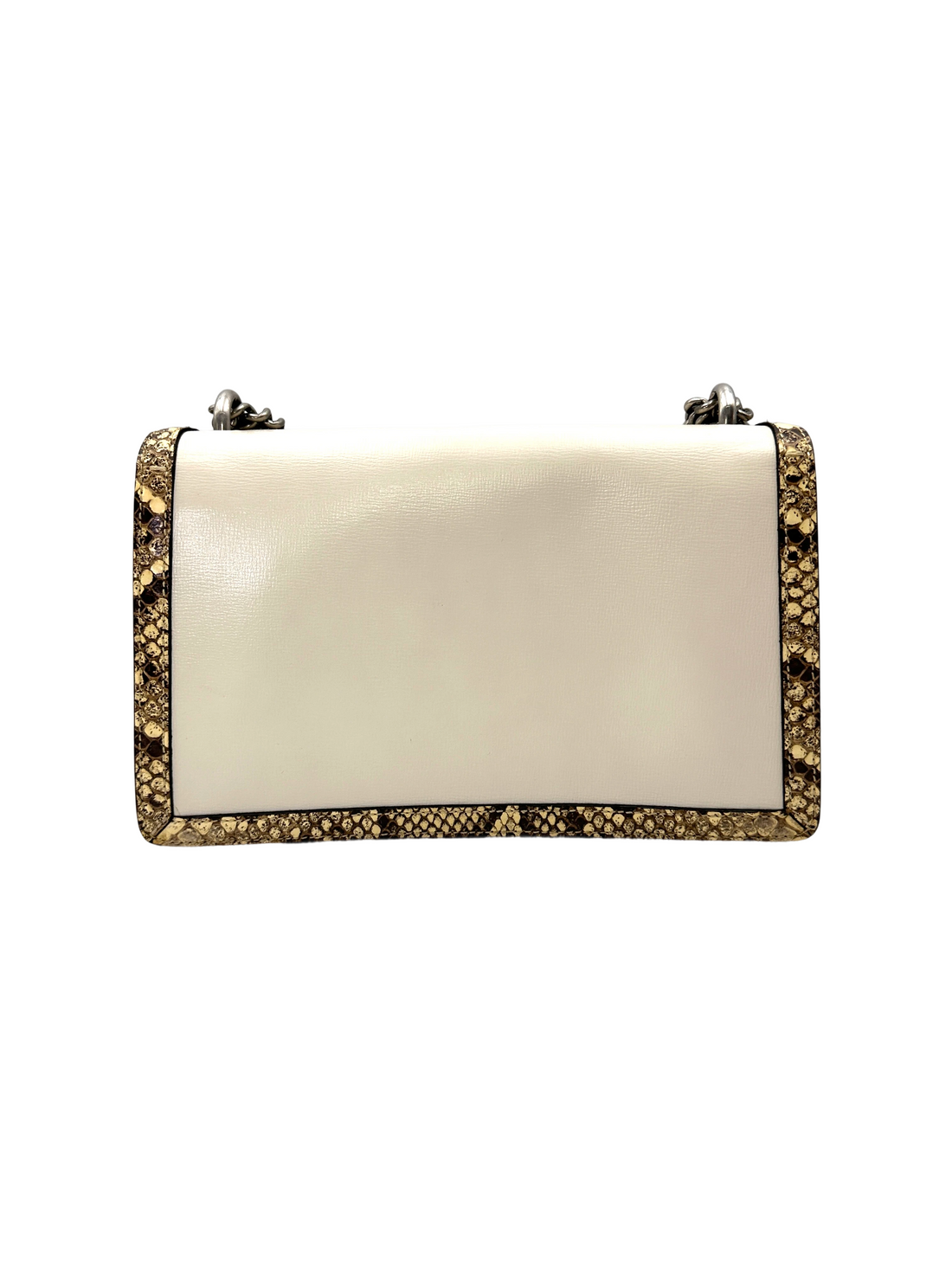 Gucci Dionysus White Leather Shoulder Bag With Python Leather Trim GG1315