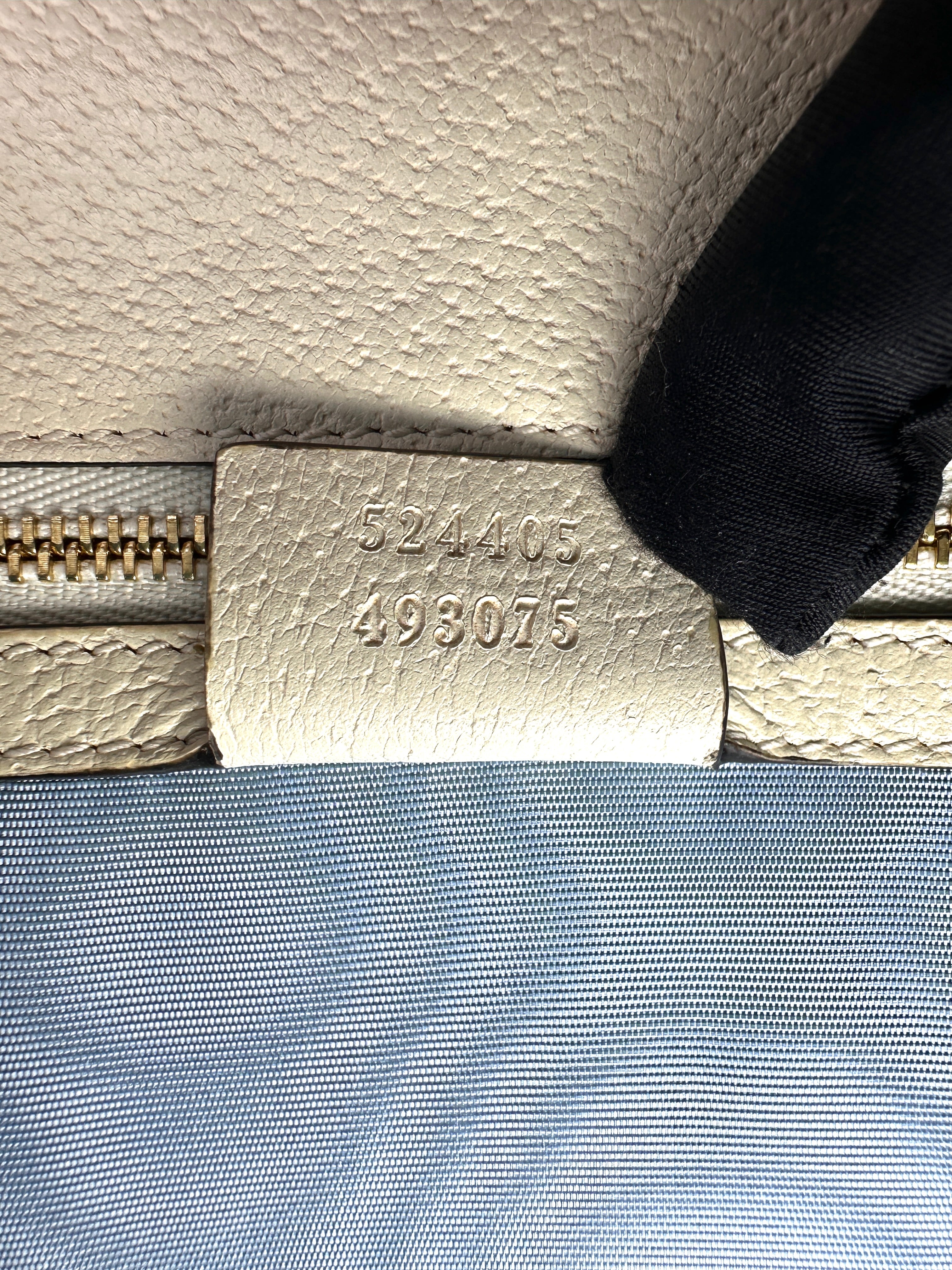 Gucci Sylvie Bee Star White Leather Top Handle Bag GG1313