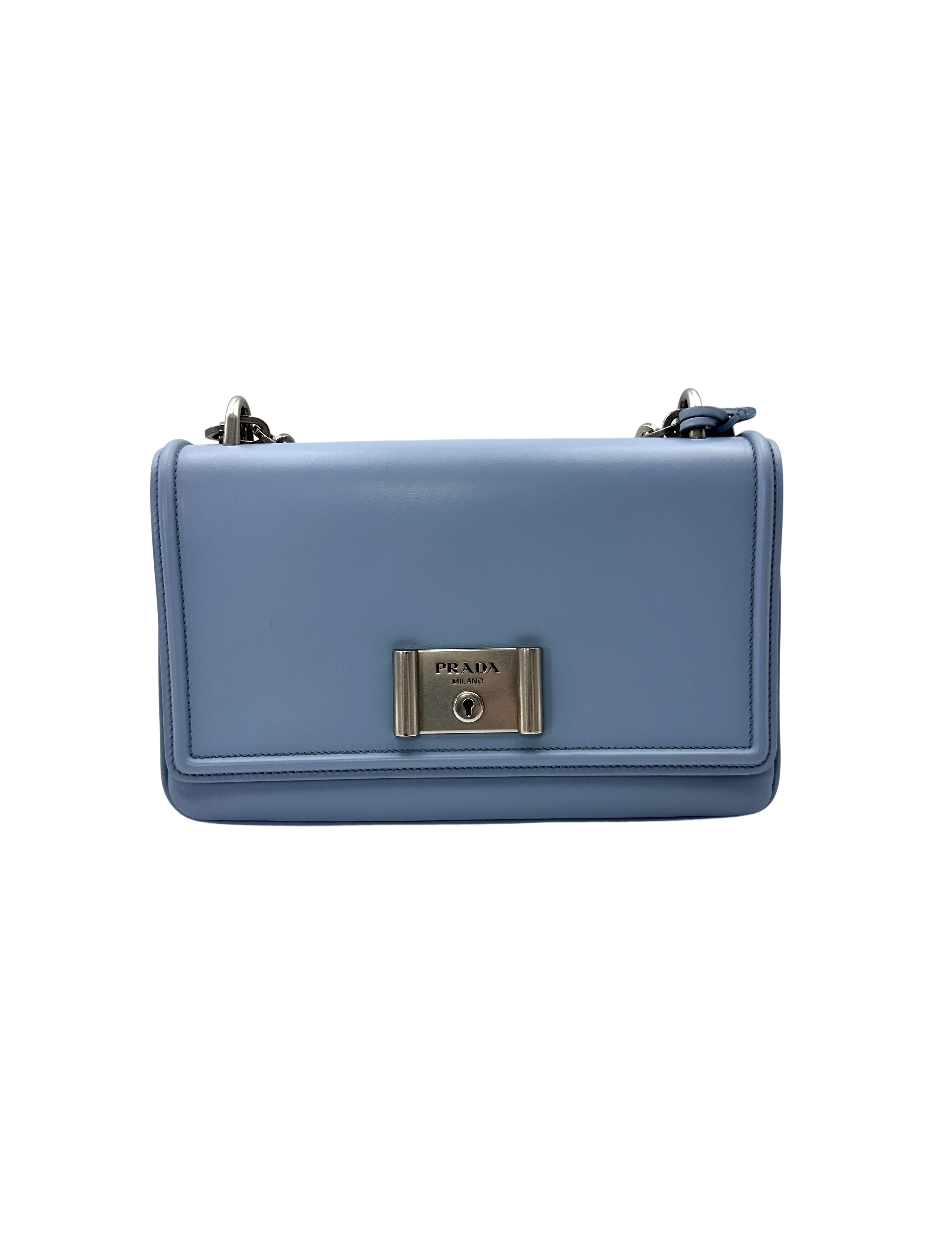 Prada Light Blue Saffiano Leather Flap Bag PR477