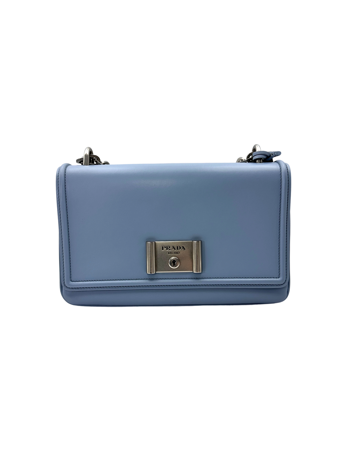 Prada Light Blue Saffiano Leather Flap Bag PR477