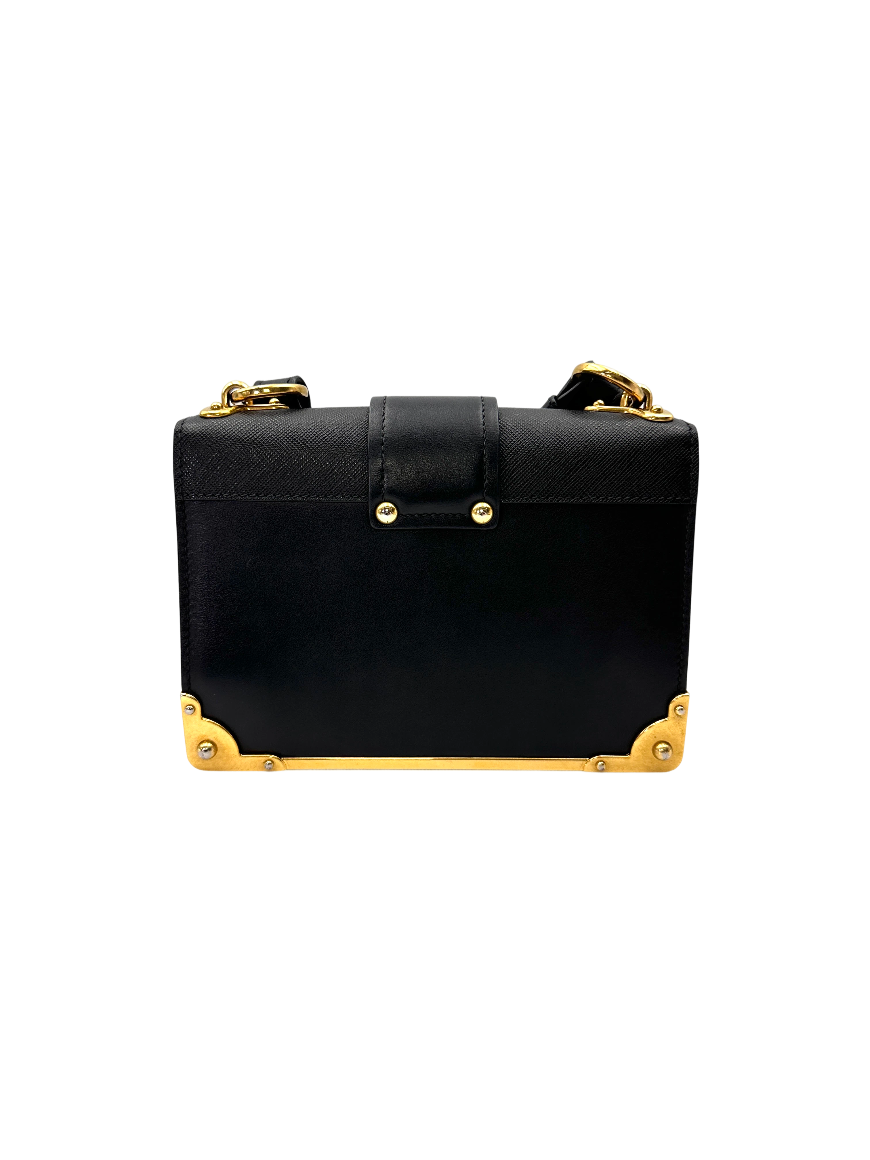 Prada Cahier Black Leather Shoulder Bag PR476
