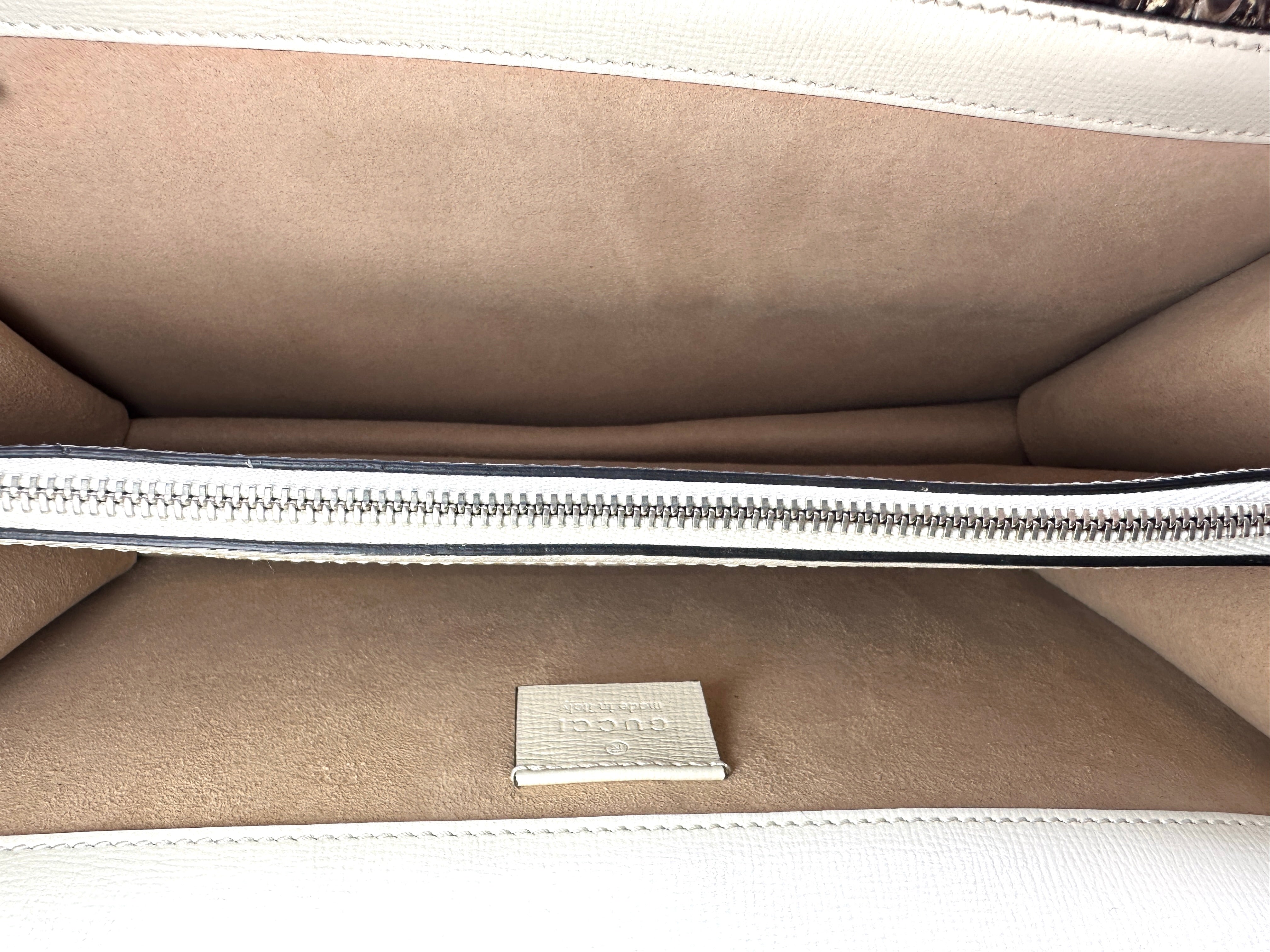 Gucci Dionysus White Leather Shoulder Bag With Python Leather Trim GG1315