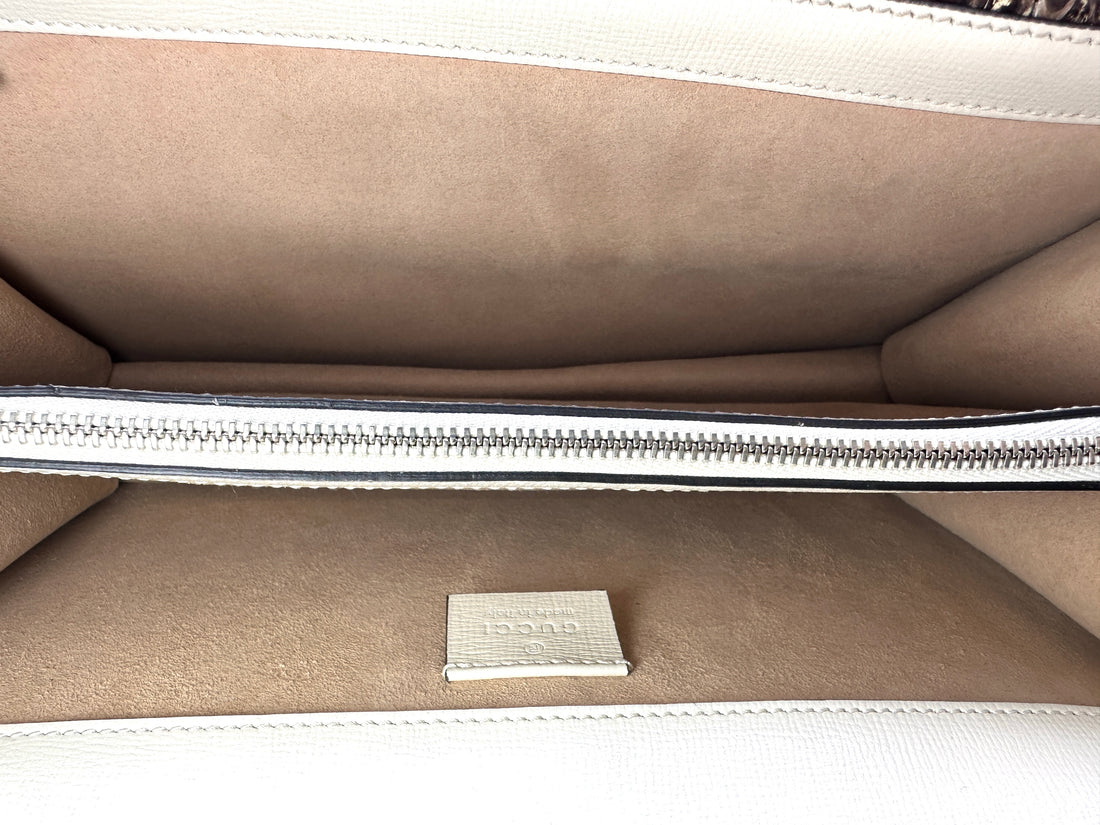 Gucci Dionysus White Leather Shoulder Bag With Python Leather Trim GG1315