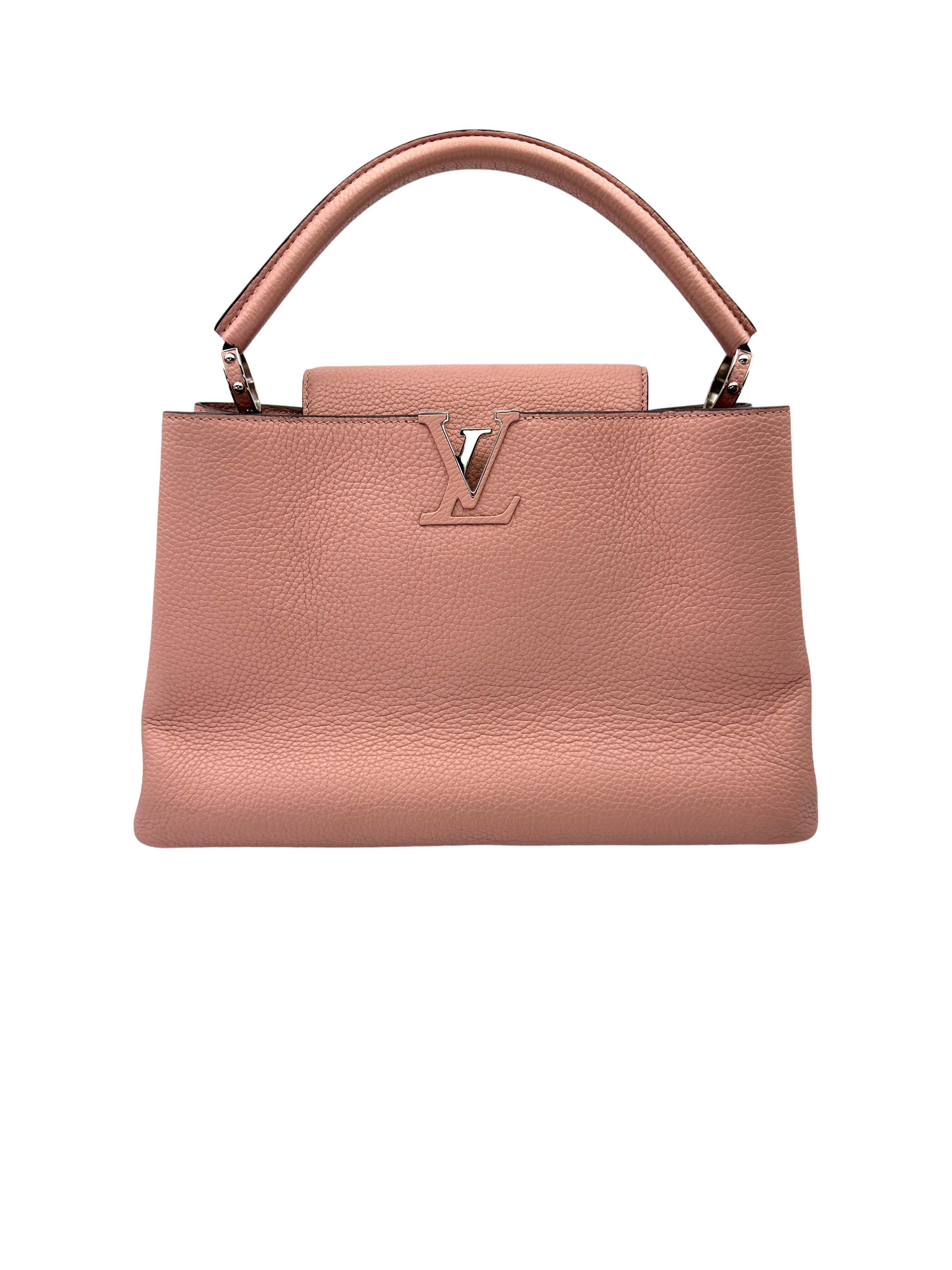 Louis Vuitton Capucines PM Pink Taurillon Leather Handle Bag LV3014