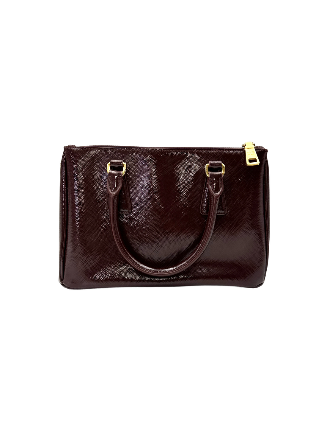 Prada Galleria Dark Red Saffiano Leather Small Size Handle Bag PR478