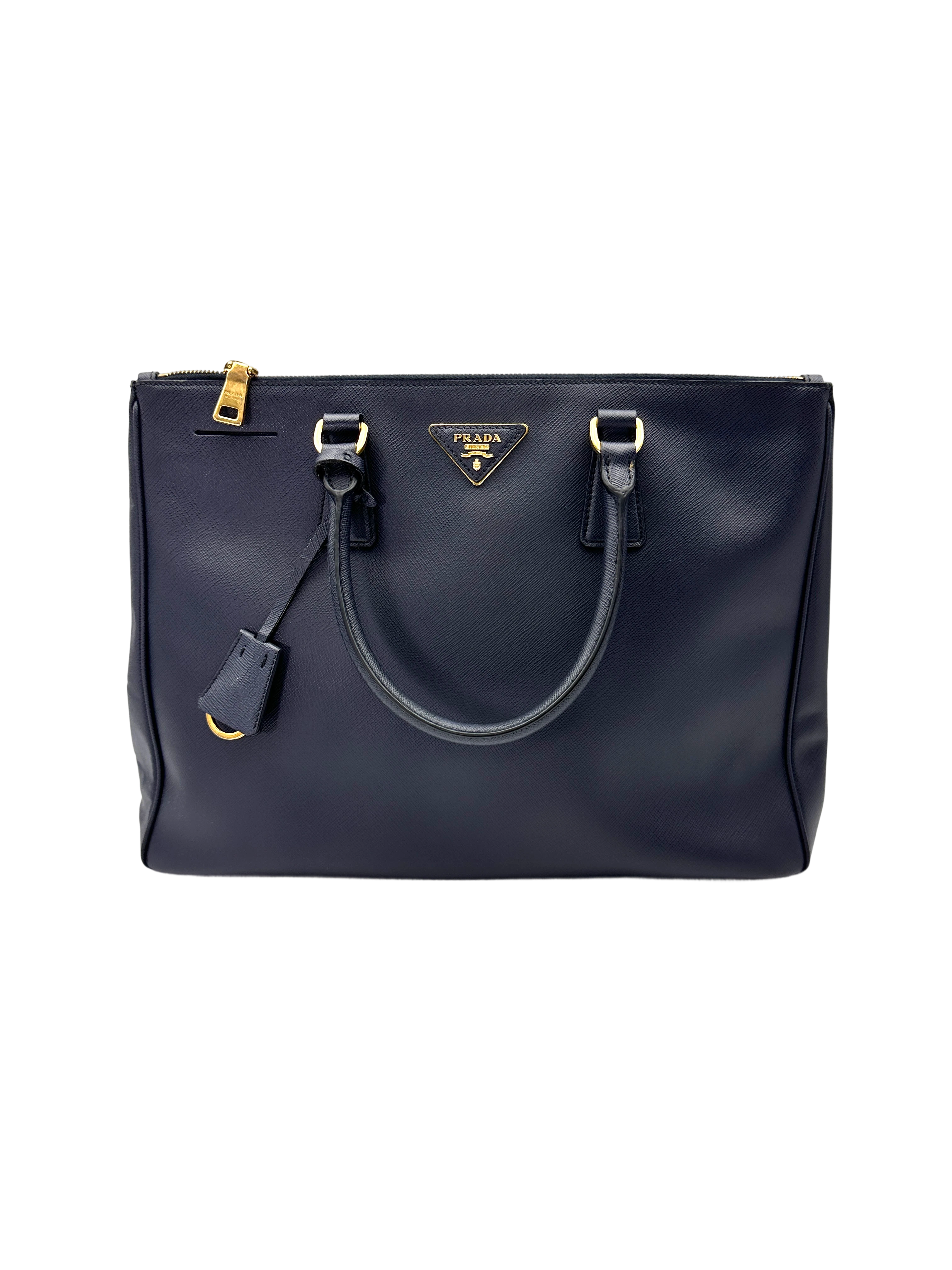 Prada Galleria Navy Saffiano Leather Large Size Handle Bag PR481