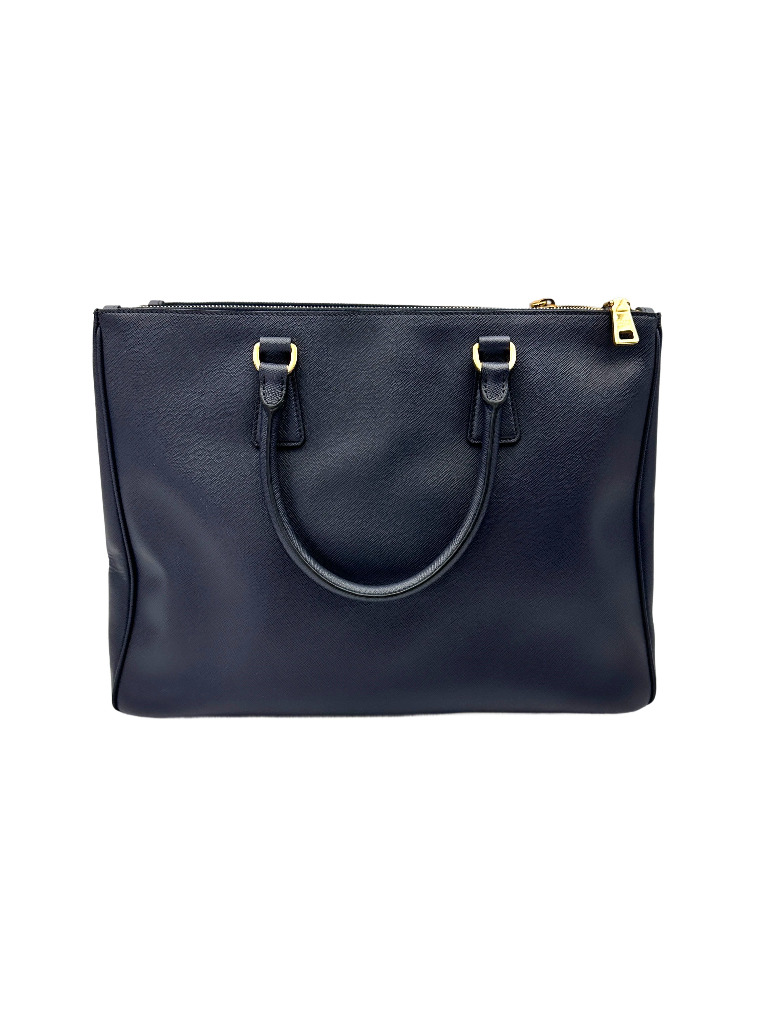 Prada Galleria Navy Saffiano Leather Large Size Handle Bag PR481