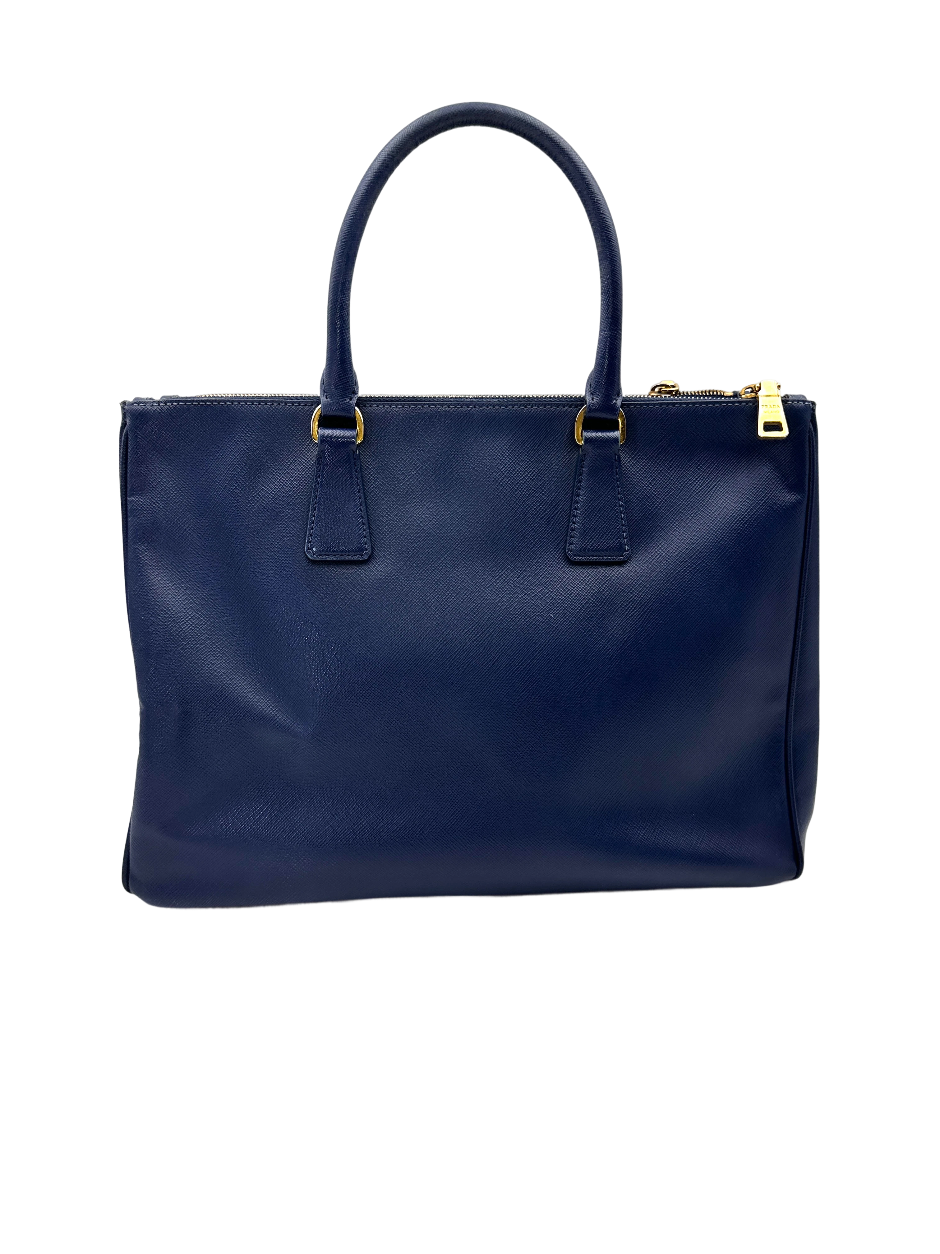 Prada Galleria Navy Saffiano Leather Handle Bag PR479
