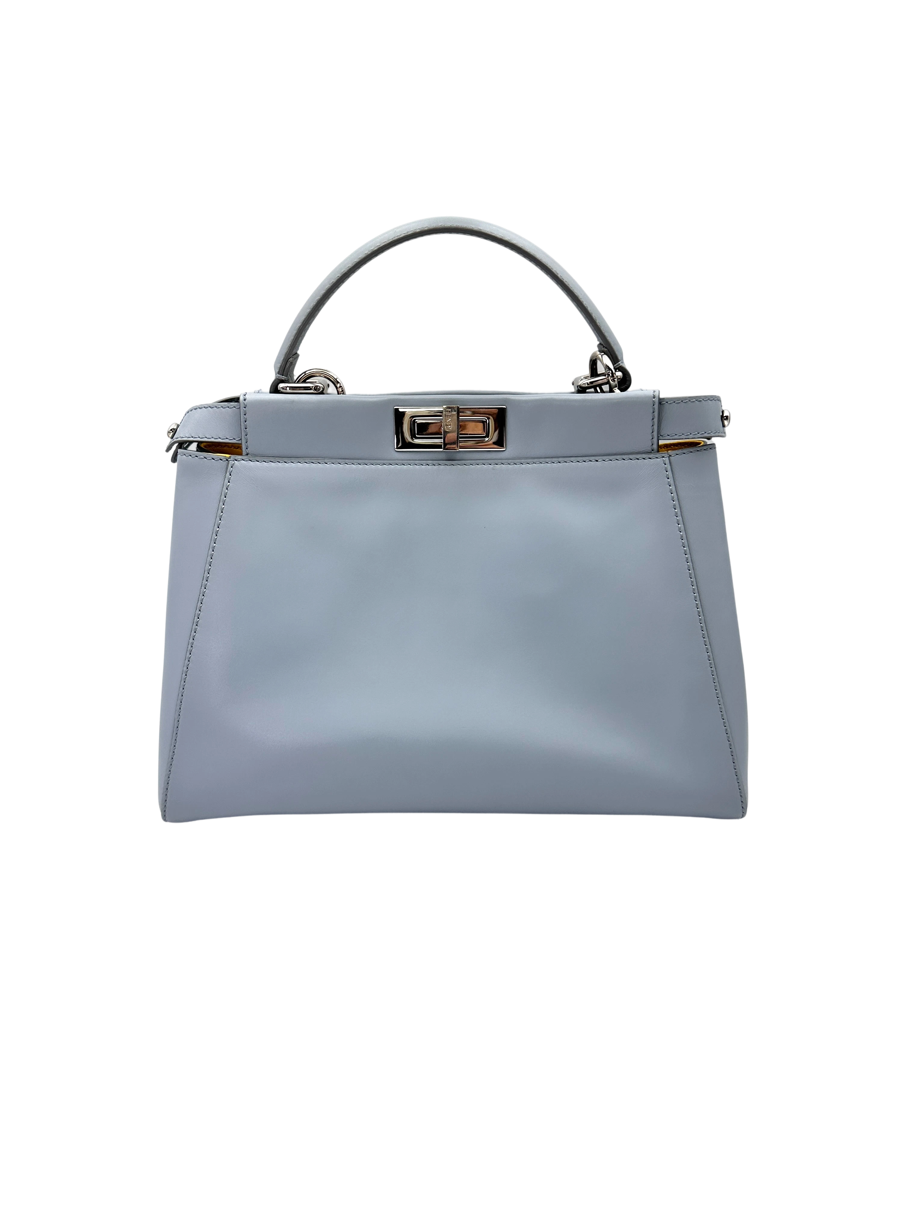 Fendi Peekaboo Blue Leather Medium Size Handle Bag FF123