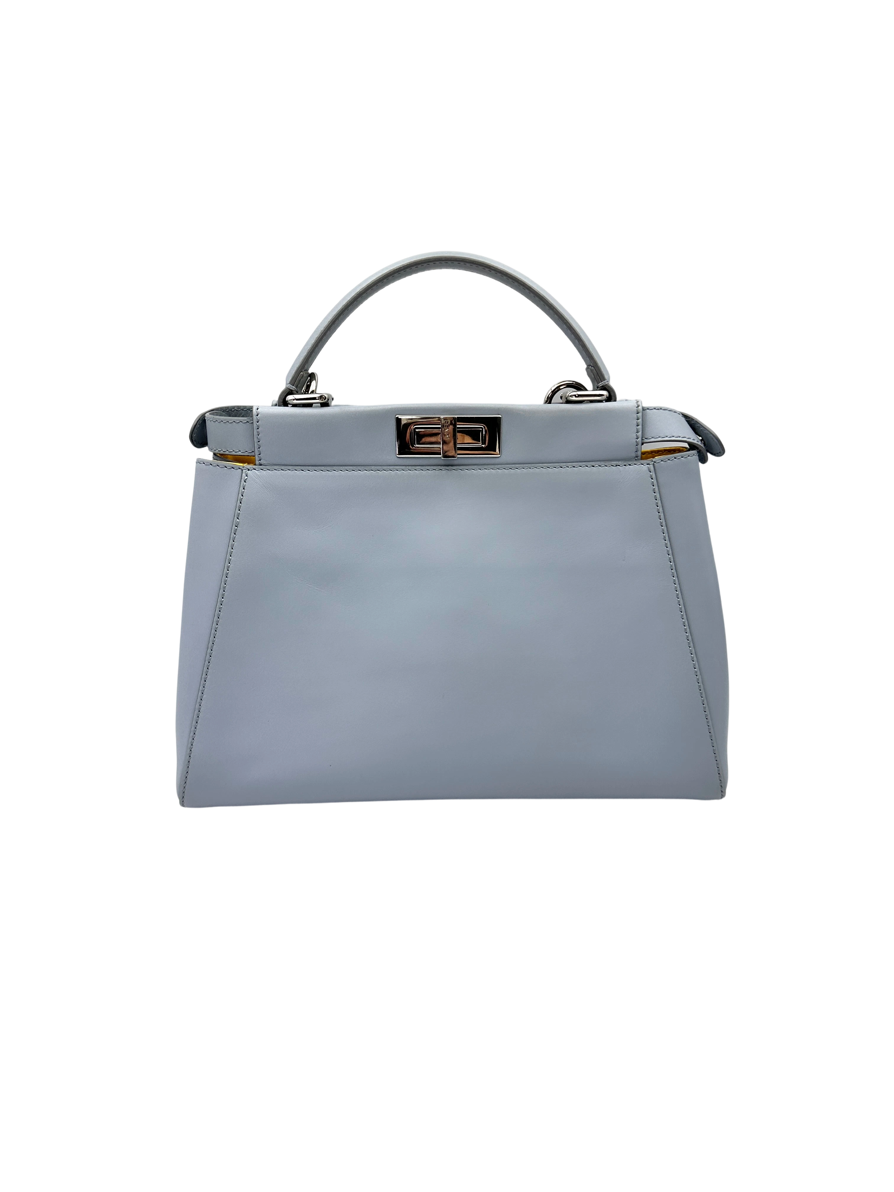 Fendi Peekaboo Blue Leather Medium Size Handle Bag FF123