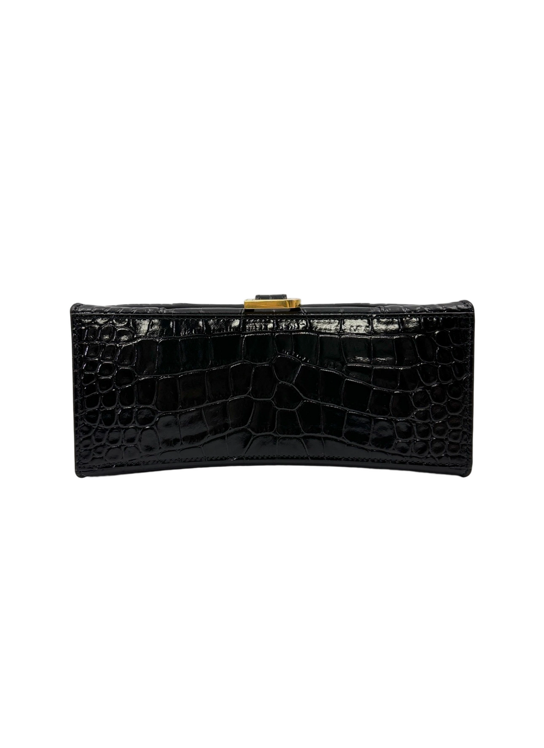 Balenciaga Hourglass Black Croc-Embossed Leather Handle Bag BB78