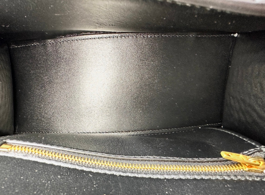 Balenciaga Hourglass Black Croc-Embossed Leather Handle Bag BB75