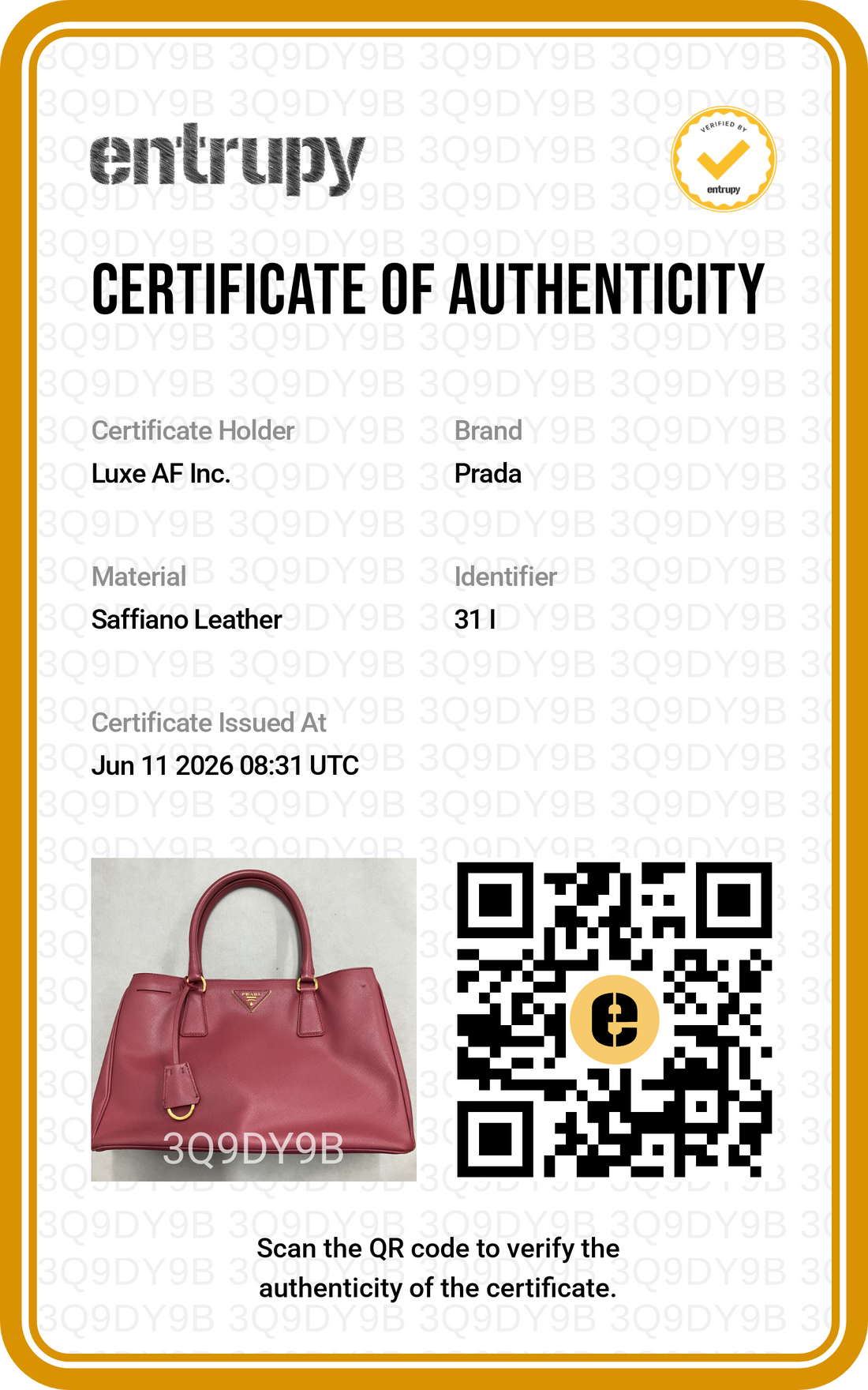 Prada Galleria Pink Saffiano Leather Handle Bag PR507