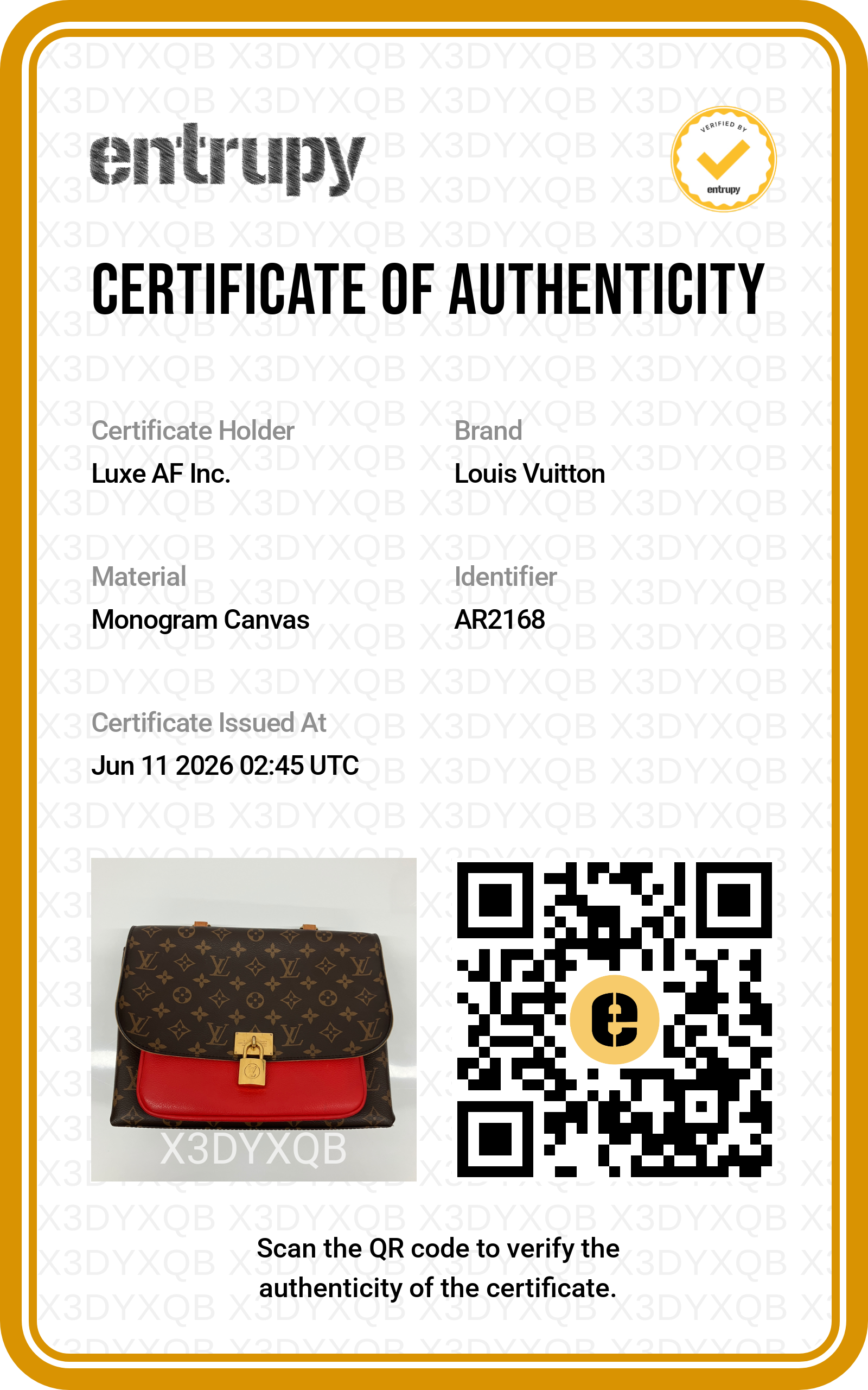 Louis Vuitton Marignan Monogram Canvas & Red Leather Handle Bag LV3018