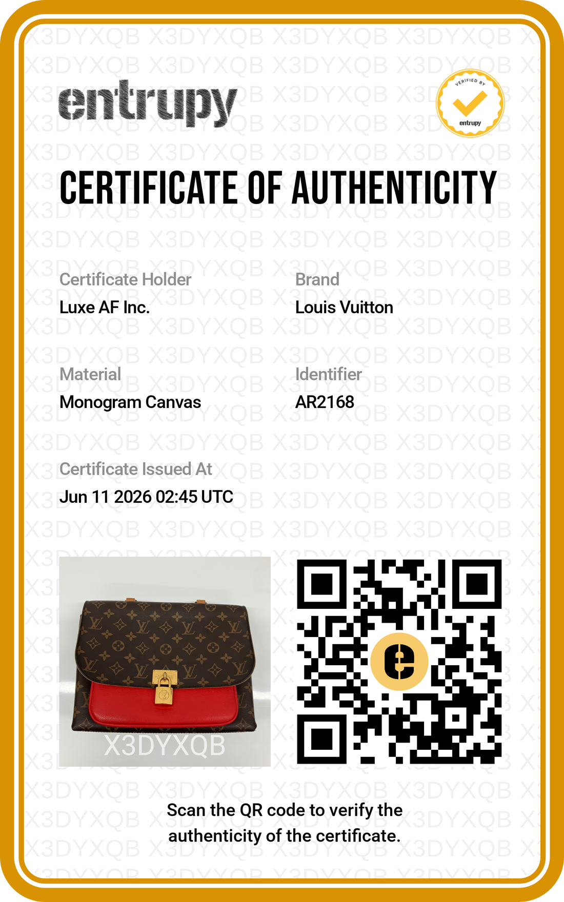 Louis Vuitton Marignan Monogram Canvas & Red Leather Handle Bag LV3018