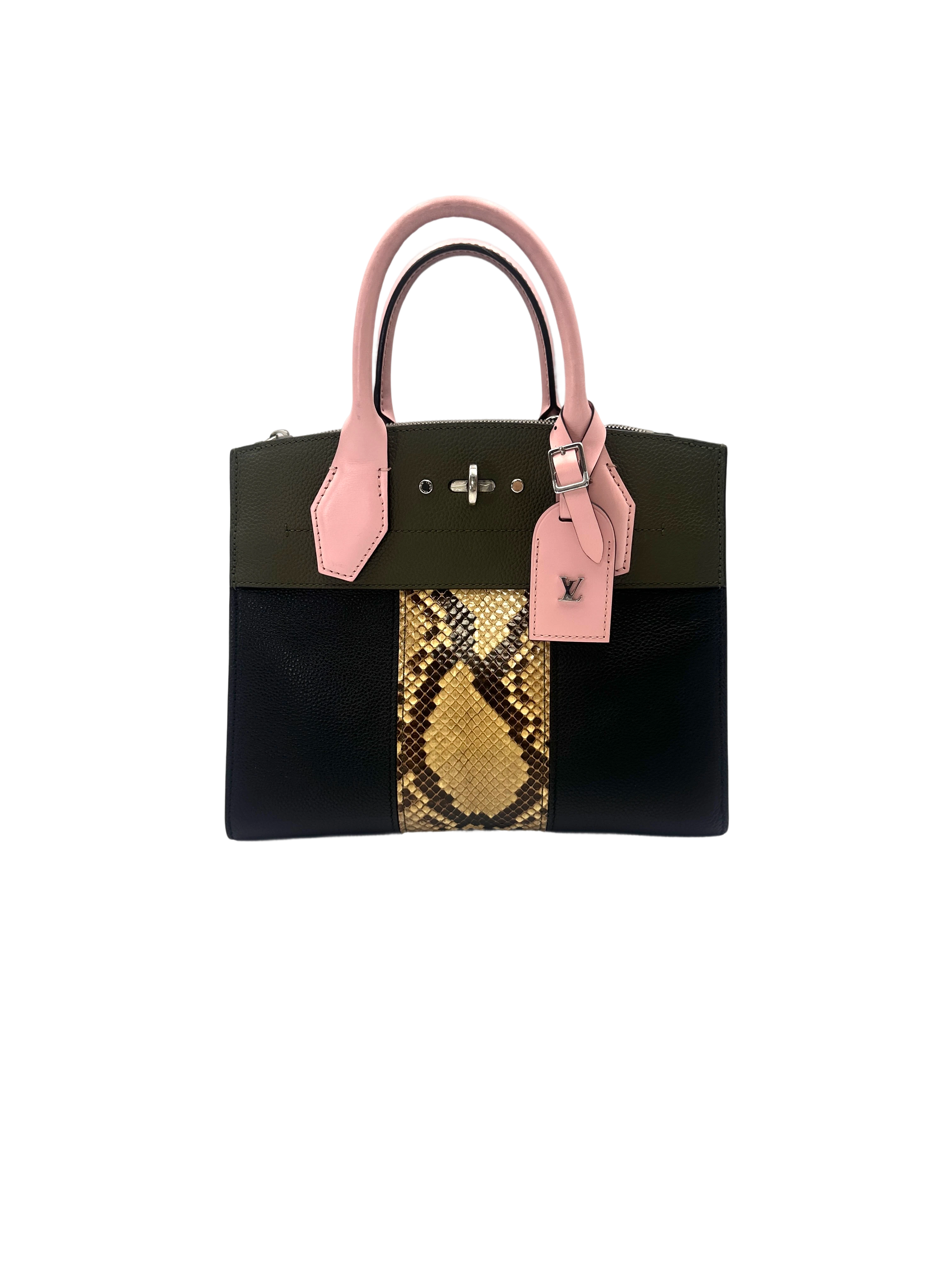 Louis Vuitton City Steamer PM Multicolor Python Leather Handle Bag LV3021
