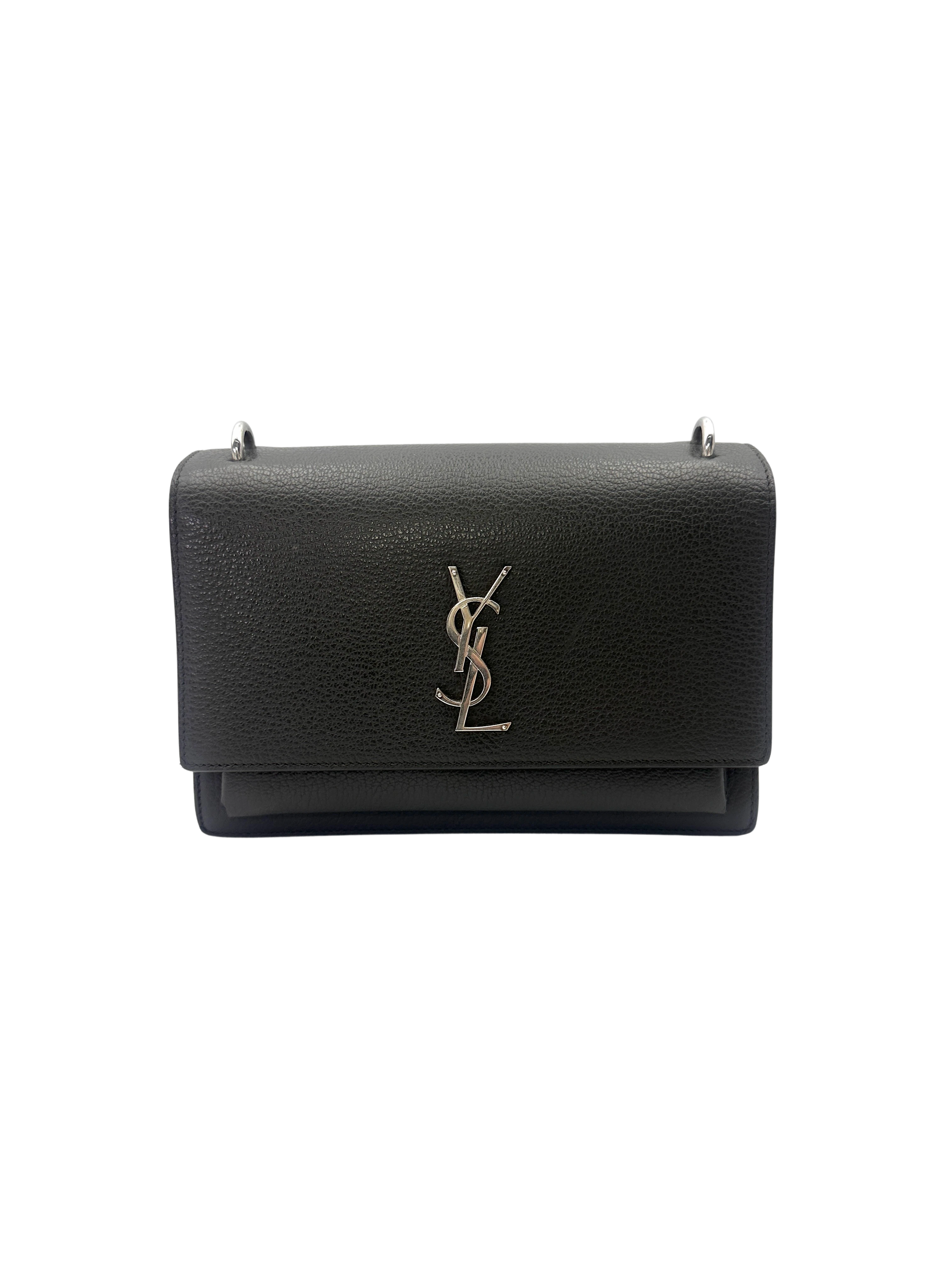 Saint Laurent Sunset Black Leather Shoulder Bag SL259