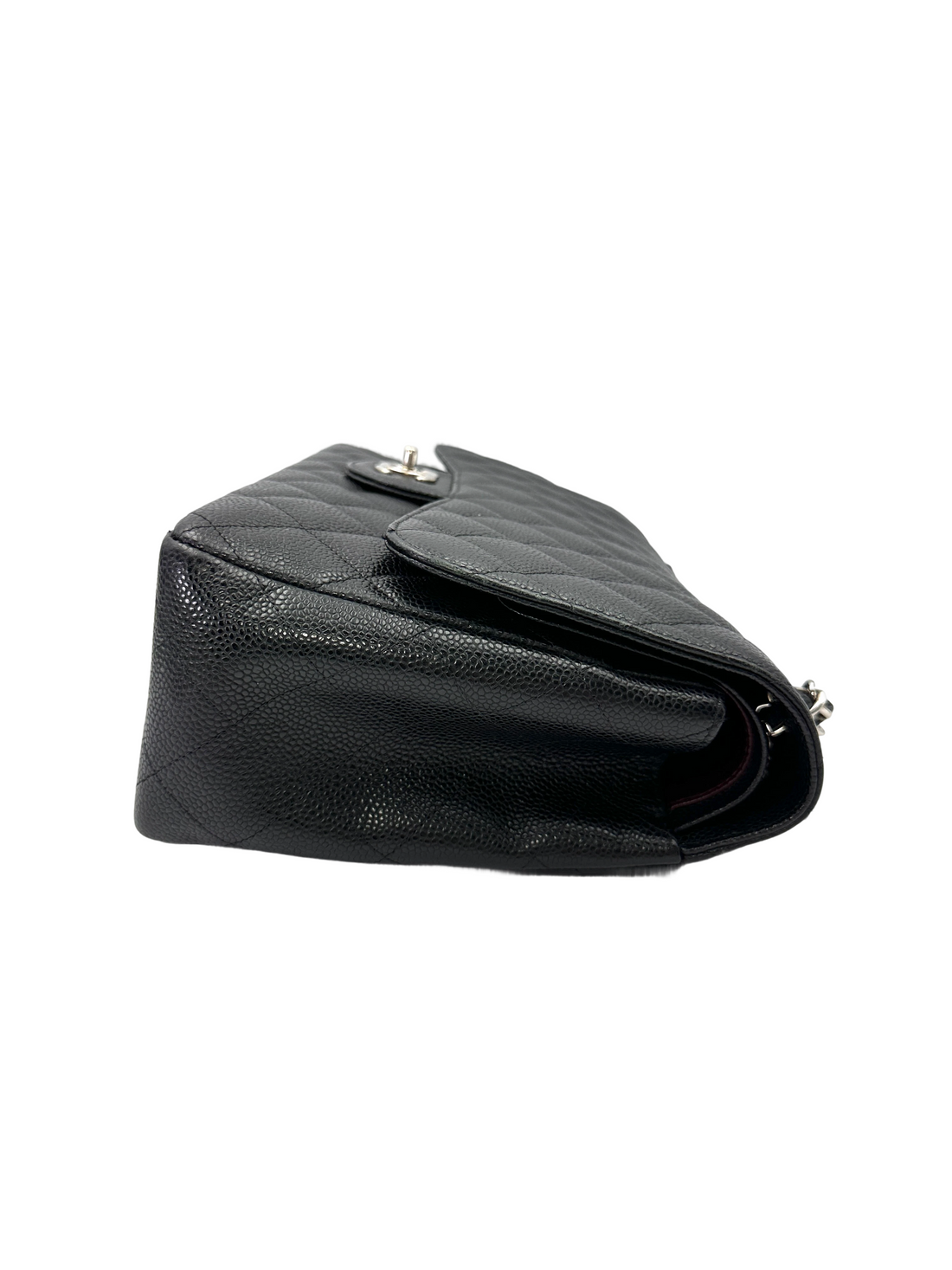 Chanel Classic Flap Black Quilted Leather Jumbo Shoulder Bag With Silver Buckle(17***06) CC2158