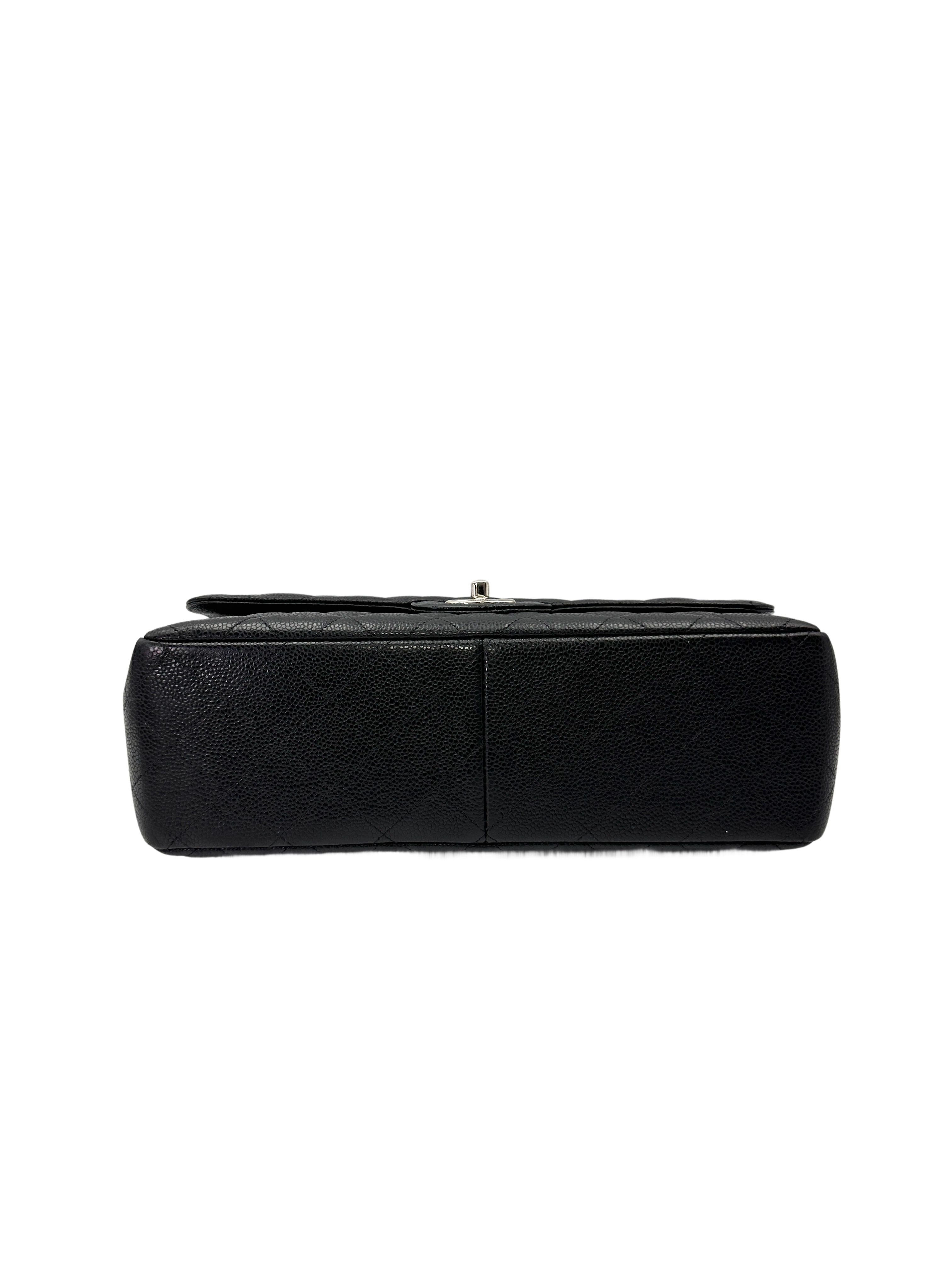 Chanel Classic Flap Black Quilted Leather Jumbo Shoulder Bag With Silver Buckle(17***06) CC2158
