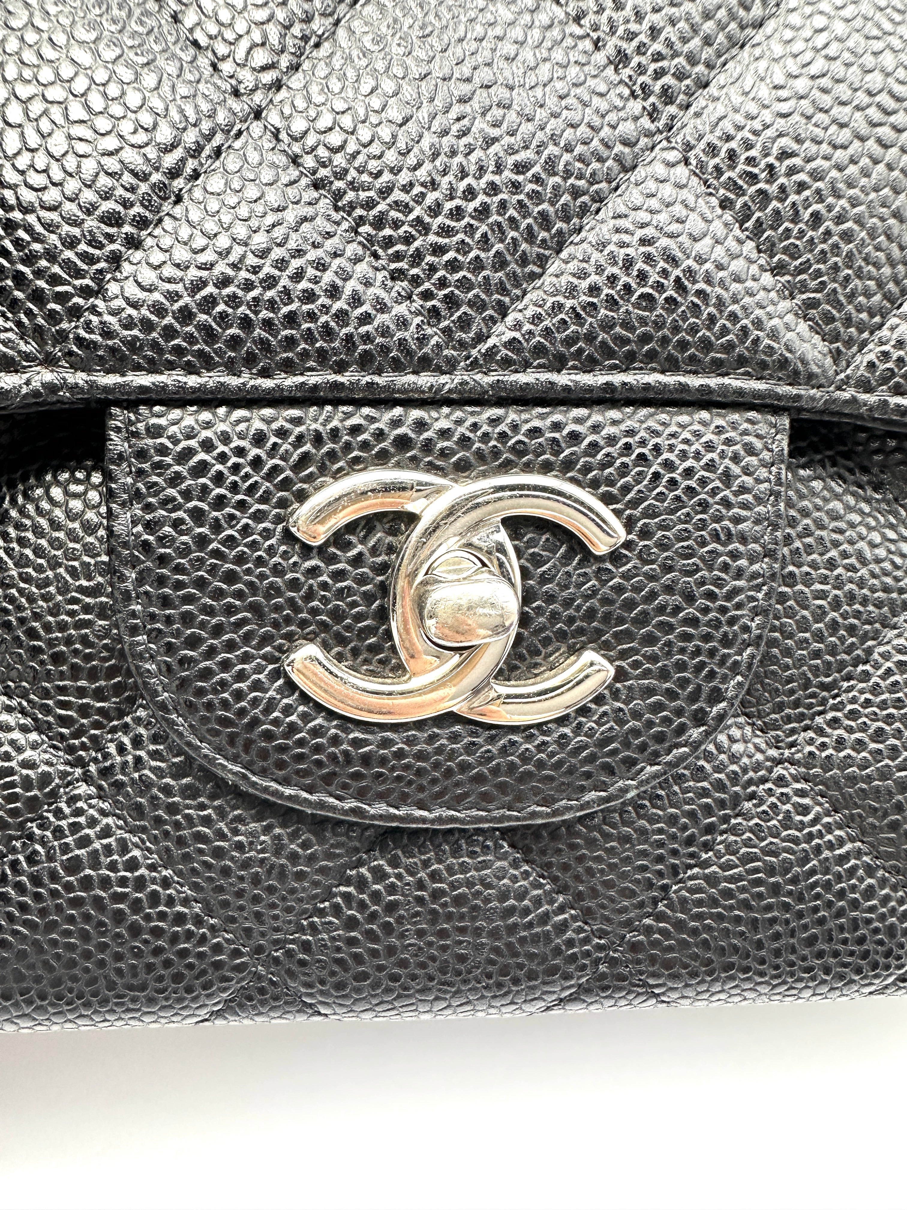 Chanel Classic Flap Black Quilted Leather Jumbo Shoulder Bag With Silver Buckle(17***06) CC2158