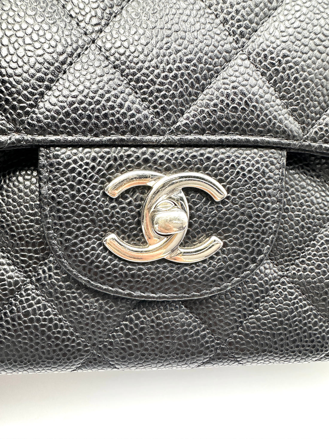 Chanel Classic Flap Black Quilted Leather Jumbo Shoulder Bag With Silver Buckle(17***06) CC2158