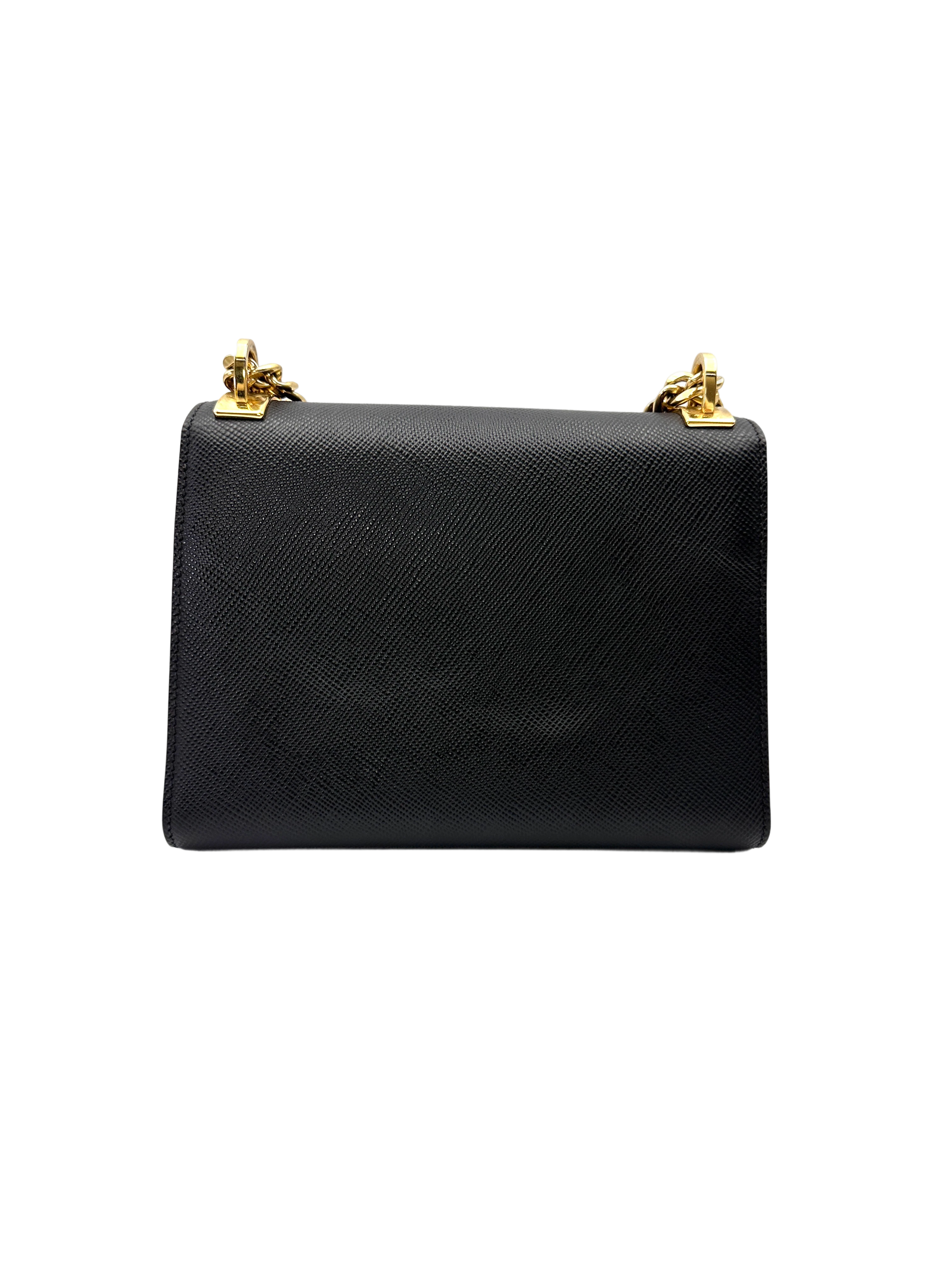 Prada Black Saffiano Leather Envelope Flap Bag PR484