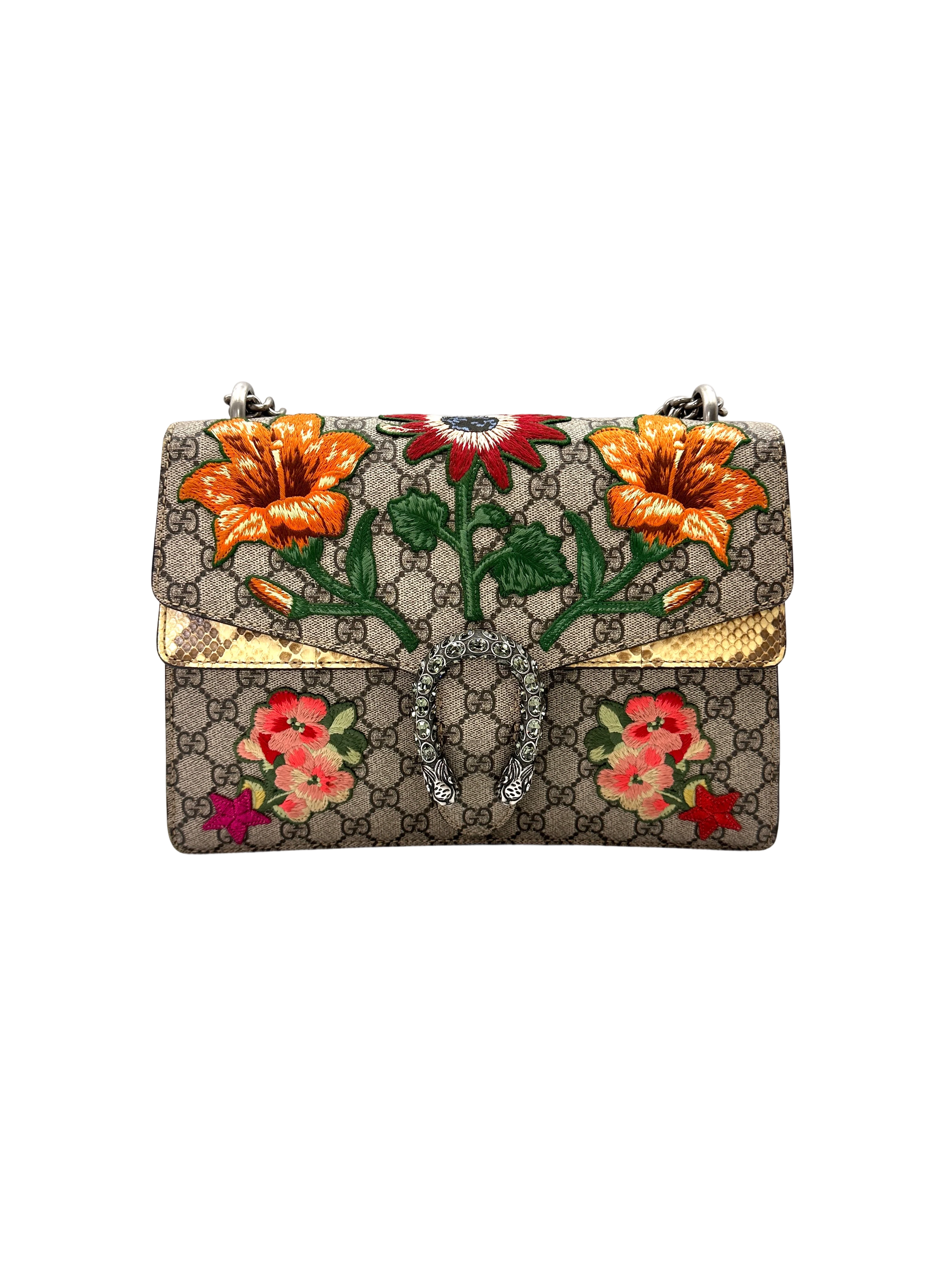Gucci Dionysus Flower Embroidery GG Supreme Canvas Shoulder Bag GG1316