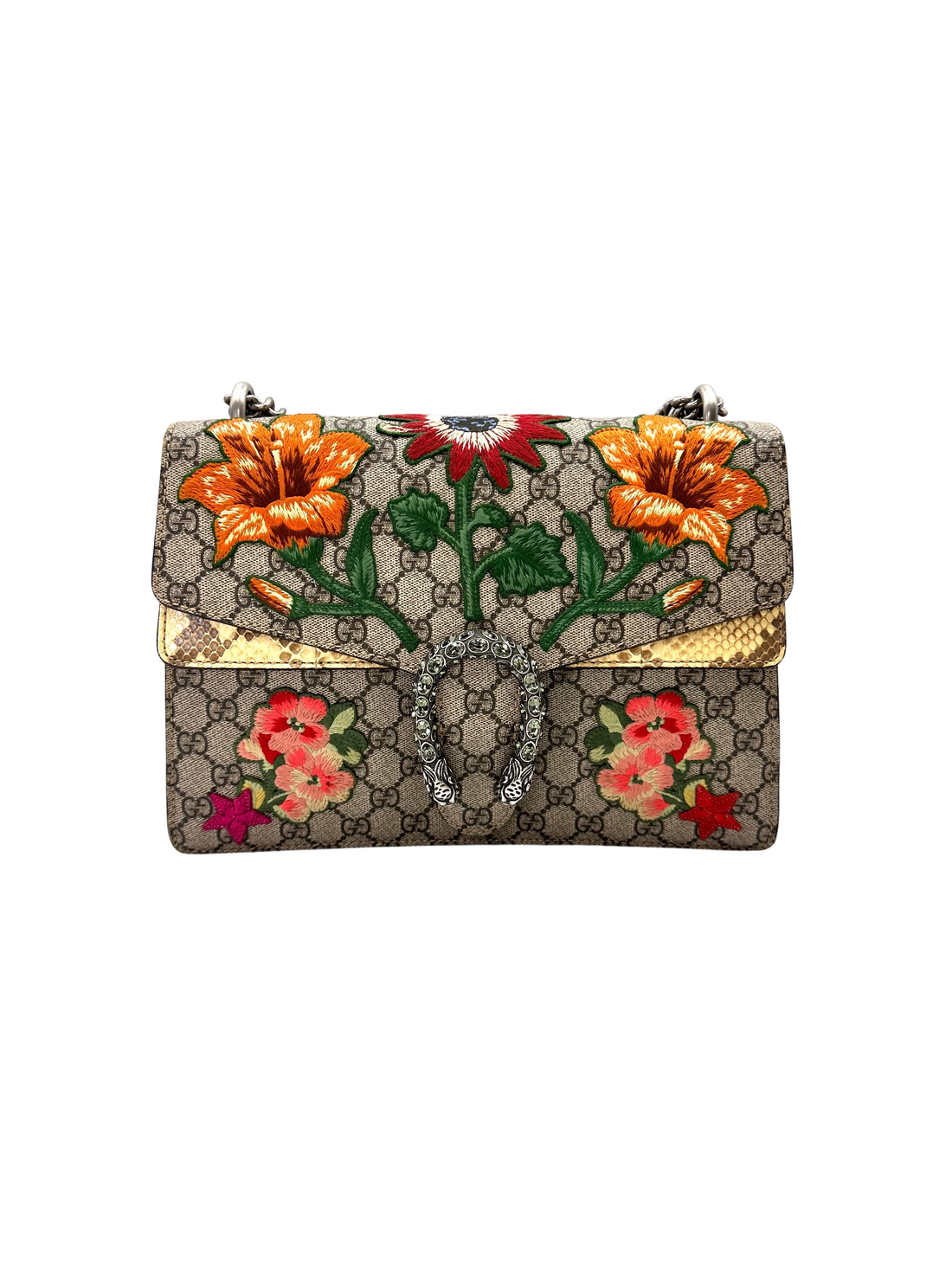 Gucci Dionysus Flower Embroidery GG Supreme Canvas Shoulder Bag GG1316