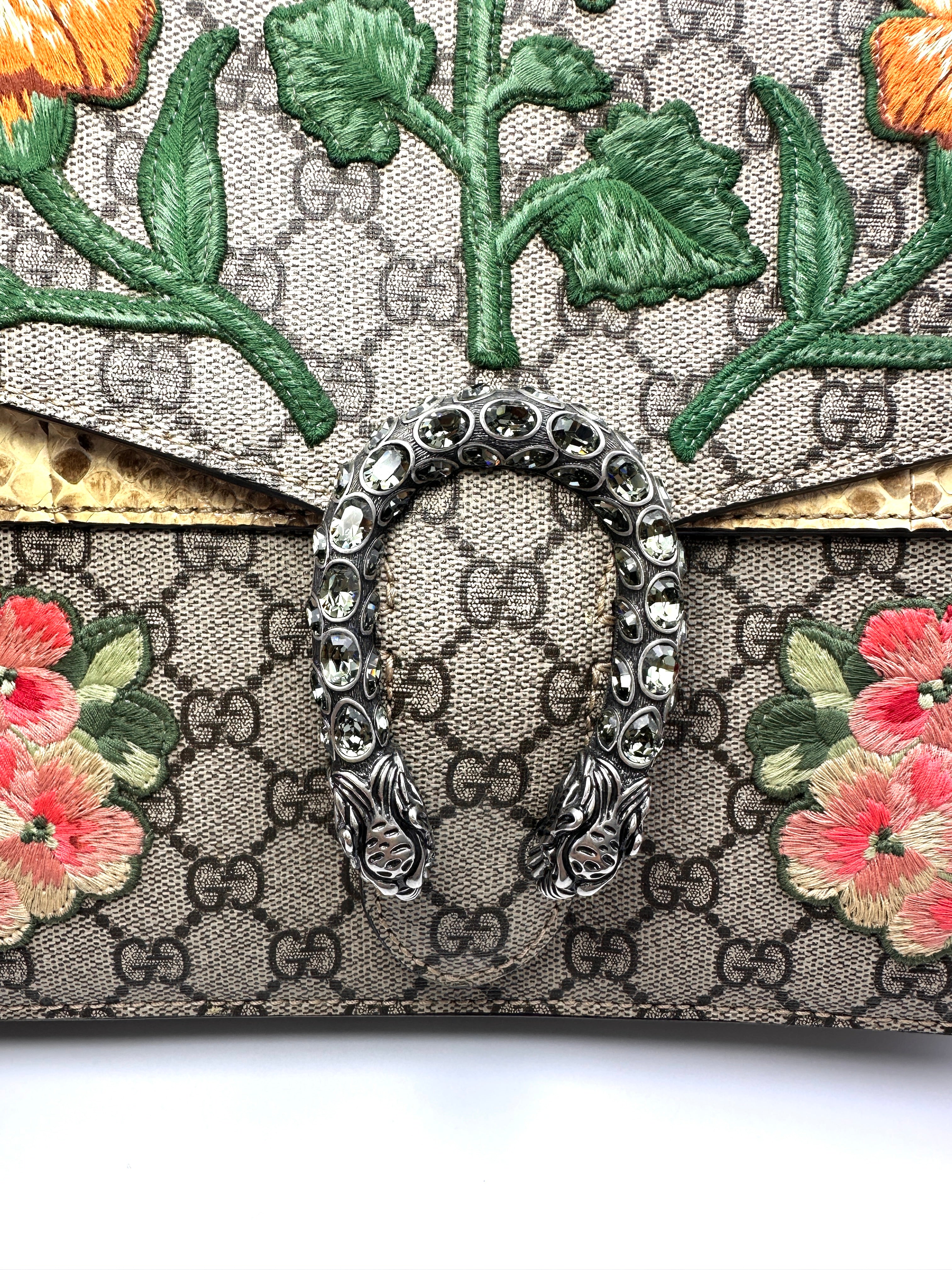 Gucci Dionysus Flower Embroidery GG Supreme Canvas Shoulder Bag GG1316