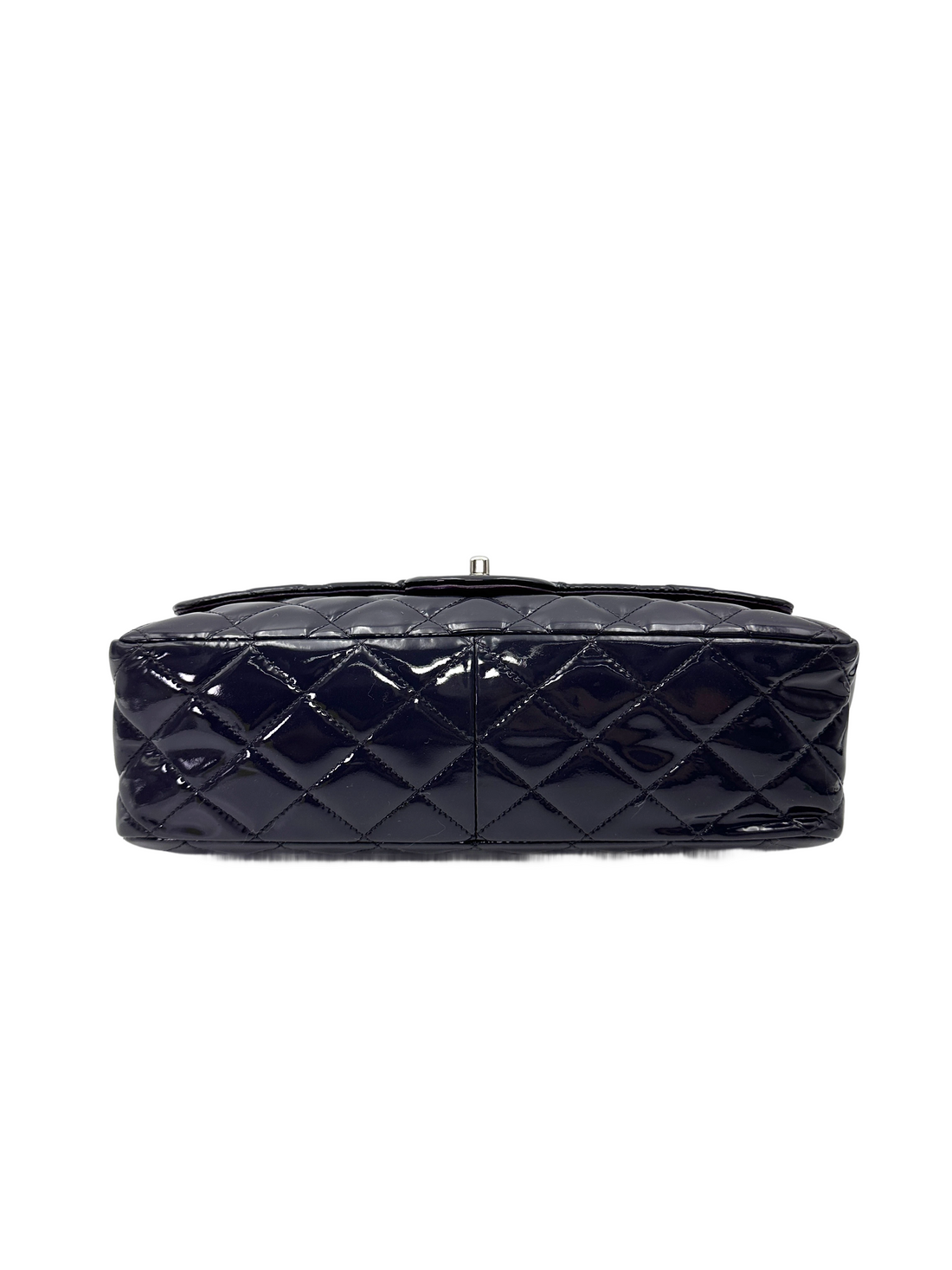 Chanel Classic Flap Purple Quilted Patent Leather Jumbo Shoulder Bag With Silver Buckle(13***68) CC2153