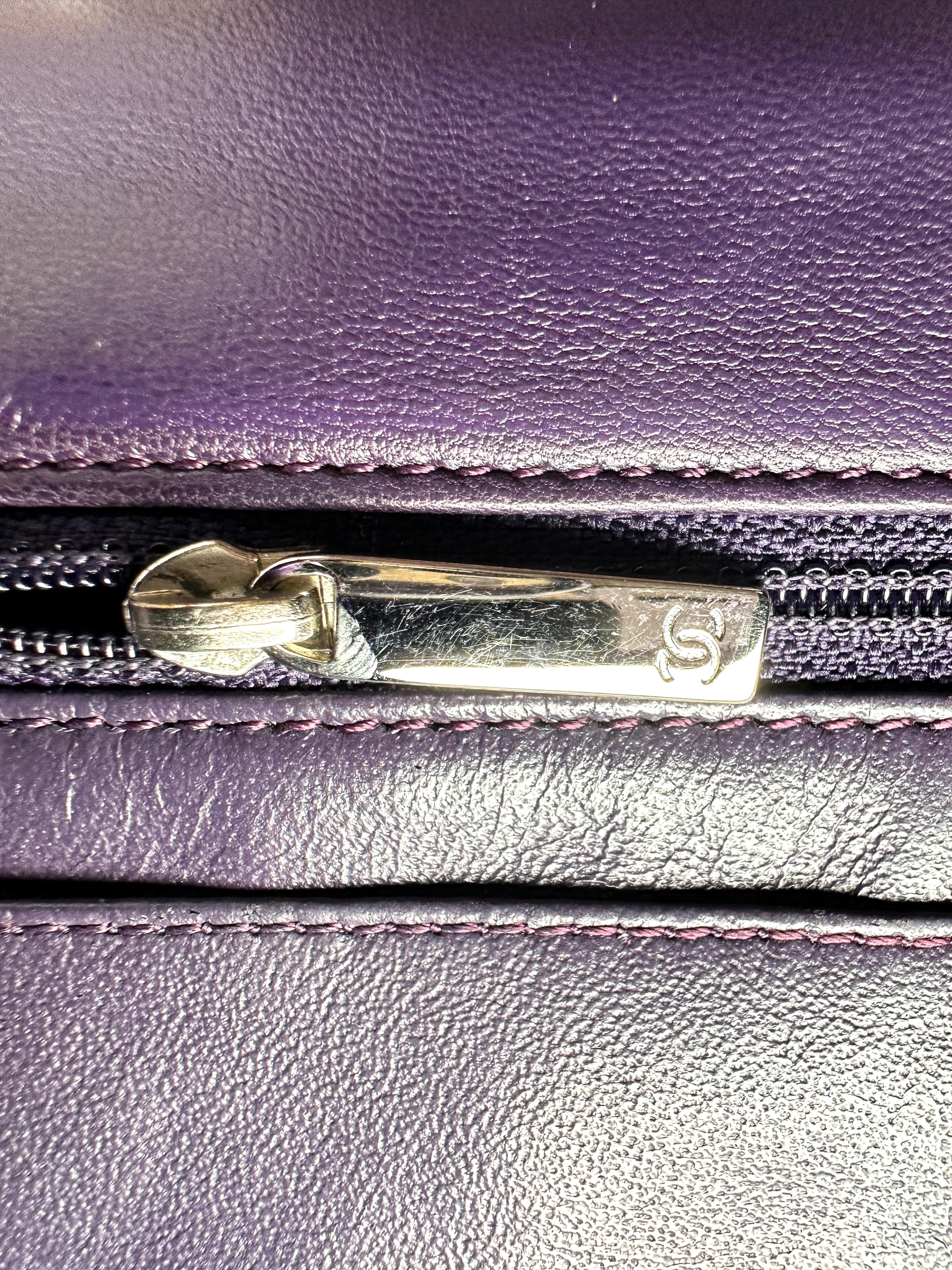Chanel Classic Flap Purple Quilted Patent Leather Jumbo Shoulder Bag With Silver Buckle(13***68) CC2153
