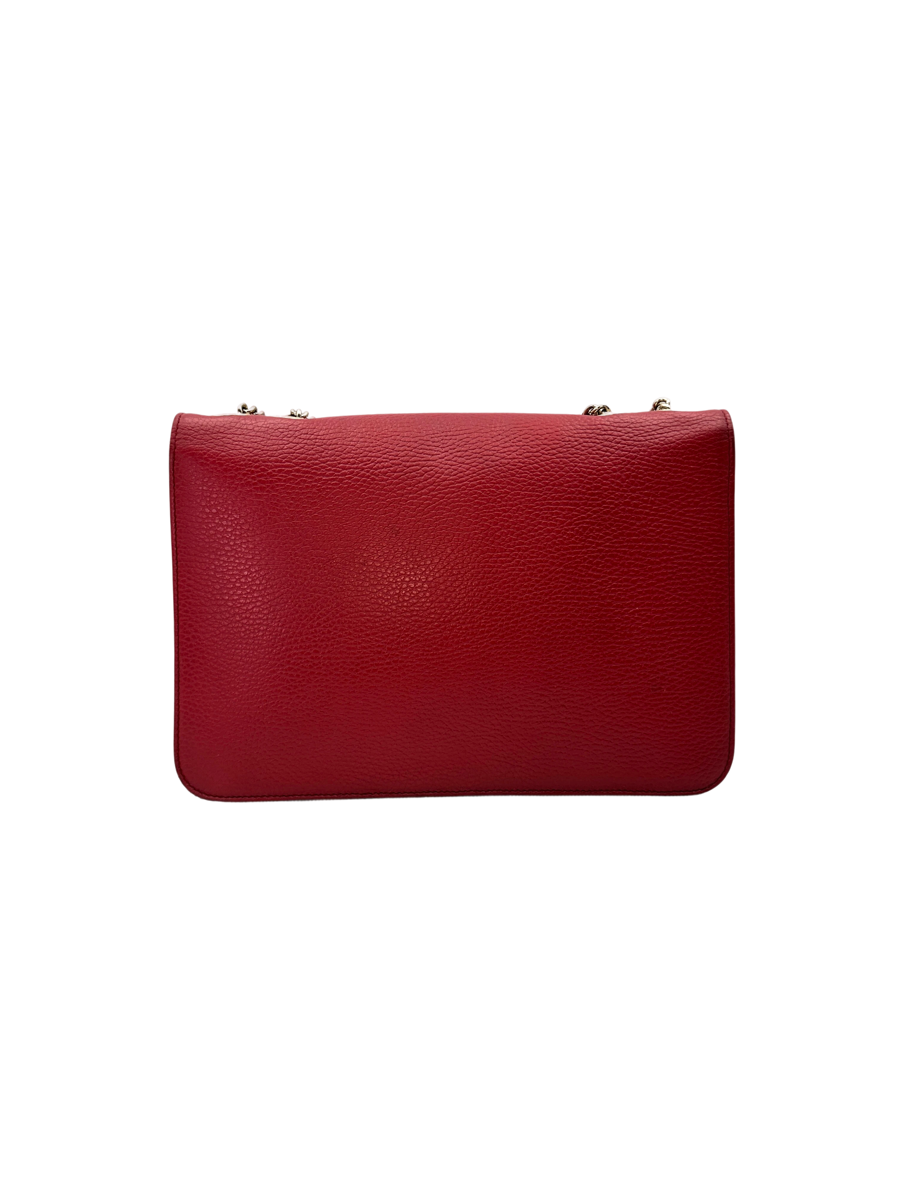 Gucci Interlocking G Red Leather Wallet On Chain GG1318