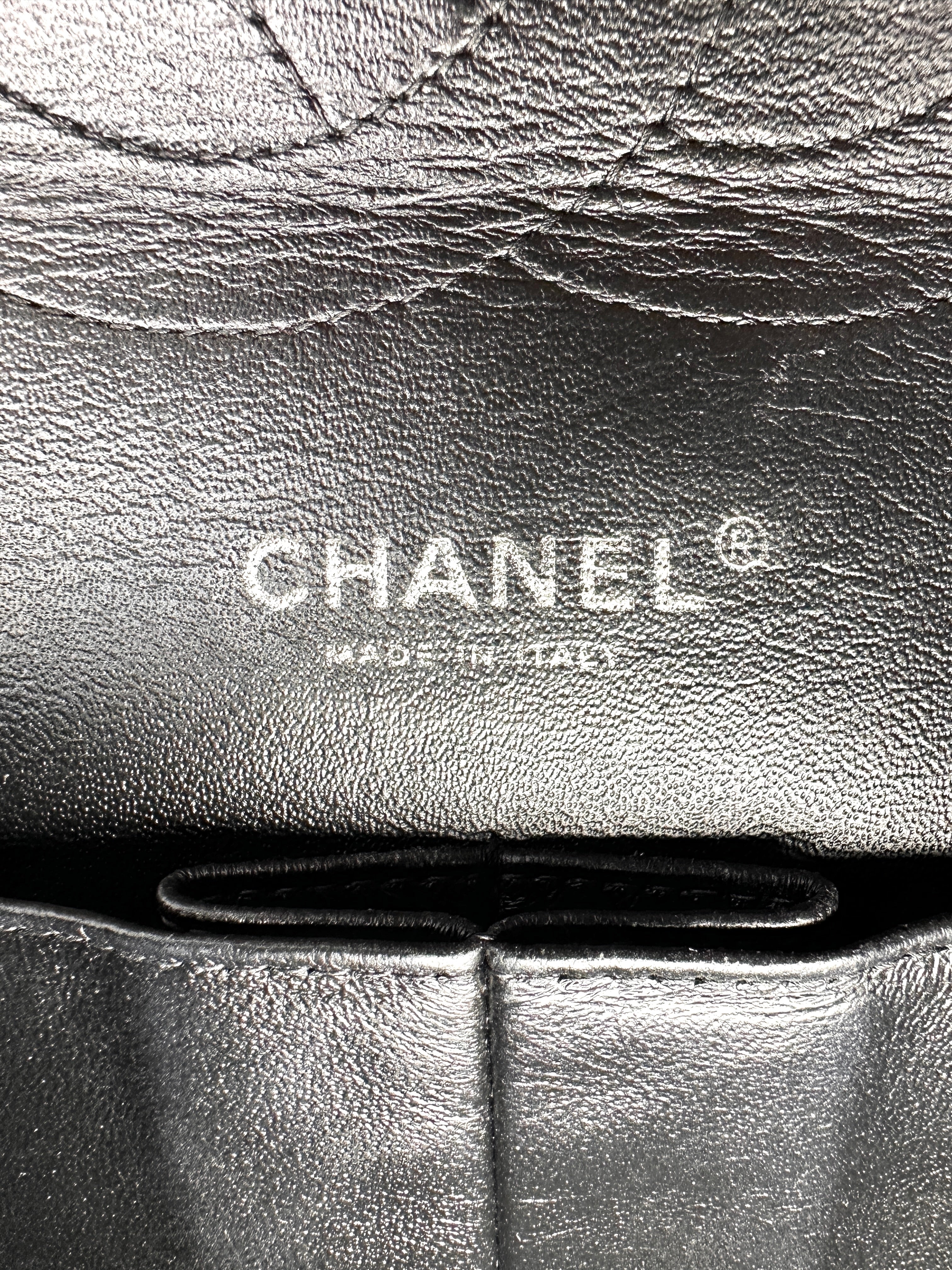Chanel Classic Flap Black Quilted Patent Leather Jumbo Shoulder Bag With Silver Buckle(14***56) CC2154