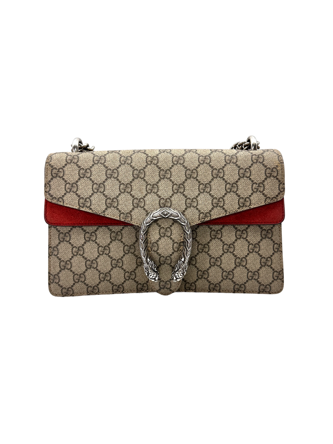 Gucci Dionysus GG Supreme Canvas Medium Size Shoulder Bag With Red Tirm GG1319