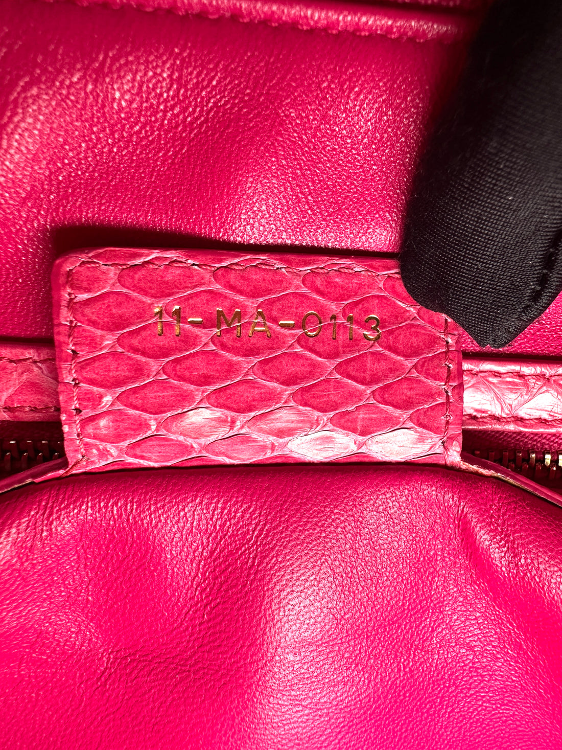 Christian Dior Lady Dior Pink Python Leather Handle Bag With Gold Charms DR798