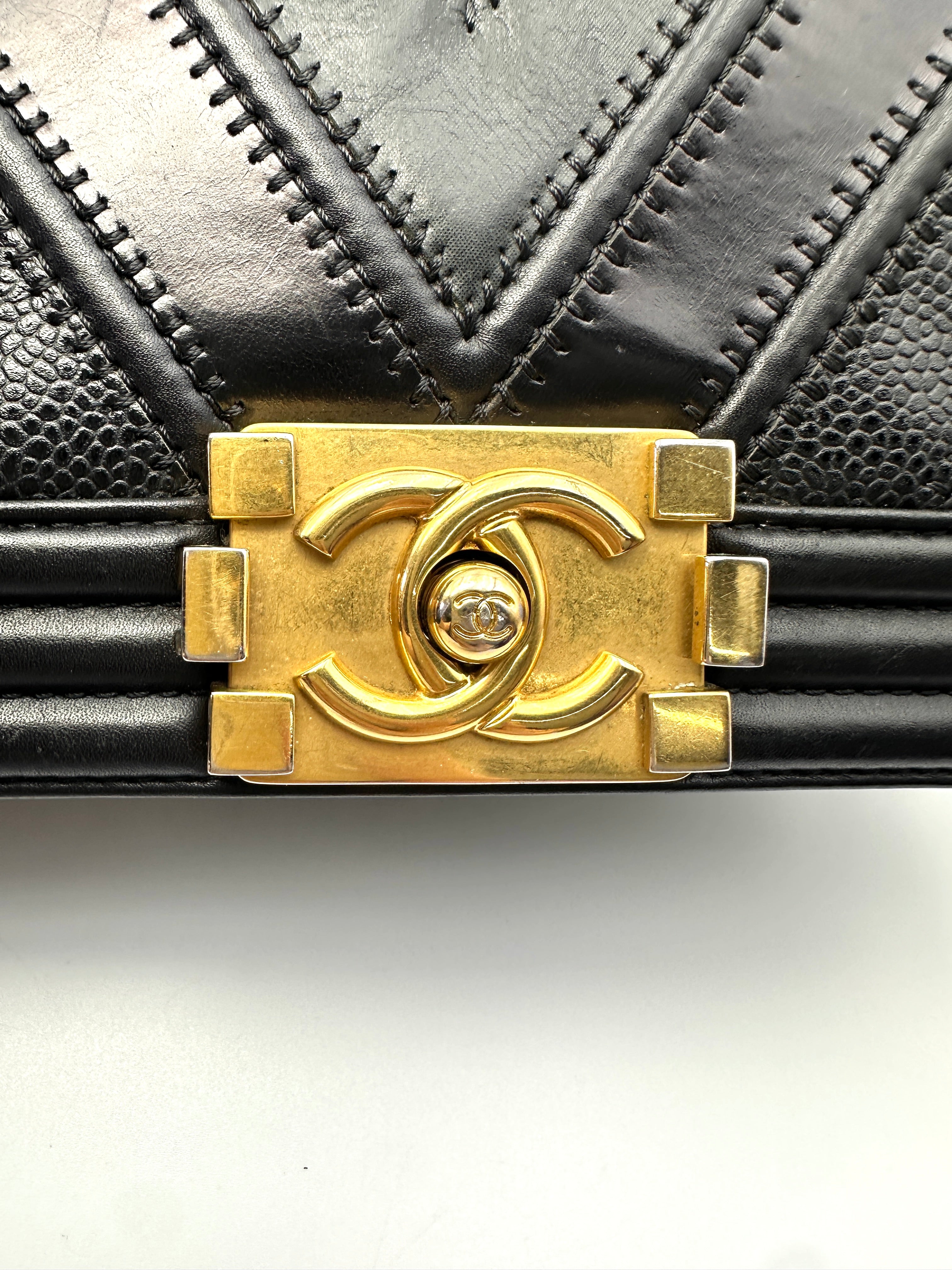 Chanel LeBoy Black Chevron Quilted Leather Flap Bag With Gold Buckle(22***28) CC2155