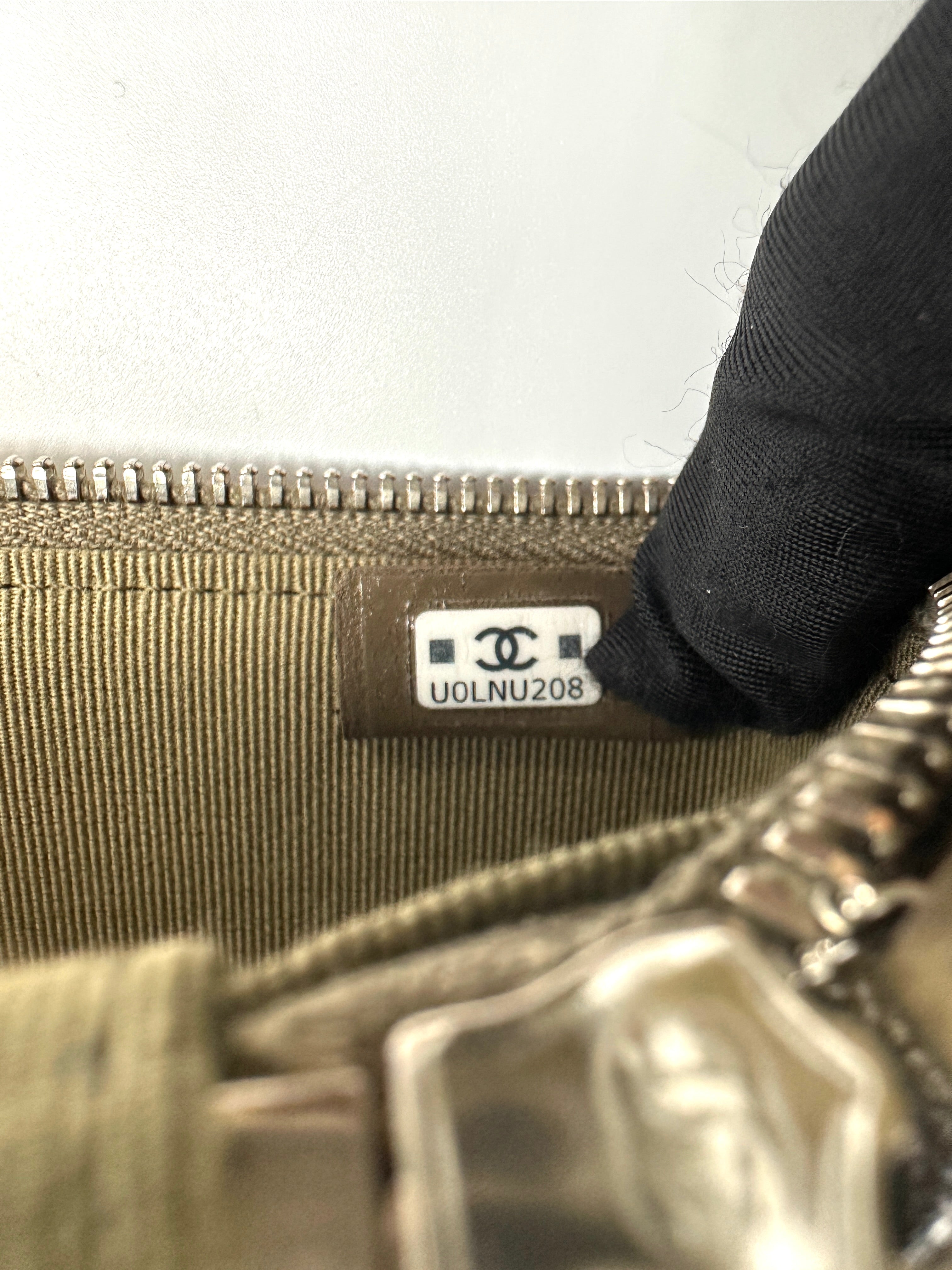 Chanel 26P Khaki Quilted Lambskin Top Handle Vanity Case(U0***08) IRIS239
